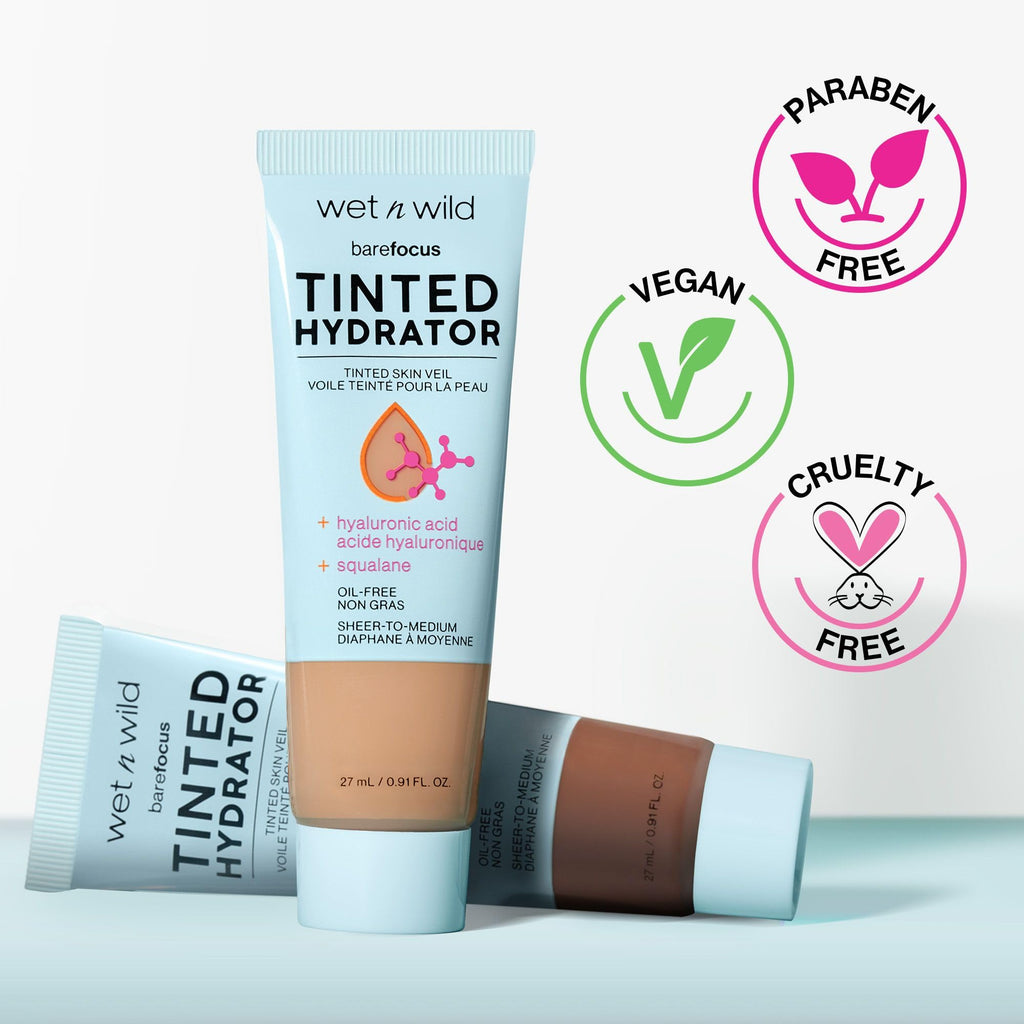 wet n wild Bare Focus Tinted Hydrator Tinted Skin Veil, Lightweight Buildable Coverage with Hyaluronic Acid & Vegan Squalane, Sheer-to-Medium Coverage