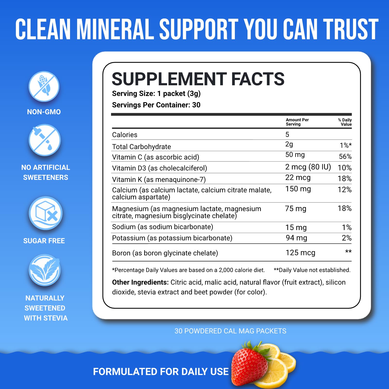 Dr. Price’s Cal-Mag Vites – Strawberry Lemon, 30 Packs | Calcium Magnesium Powder Packets + Vitamin D3, K & Boron | Calming Bone & Muscle Support for Kids & Adults | Doctor-Formulated, Made in USA Dr. Price's Vitamins Au supplements