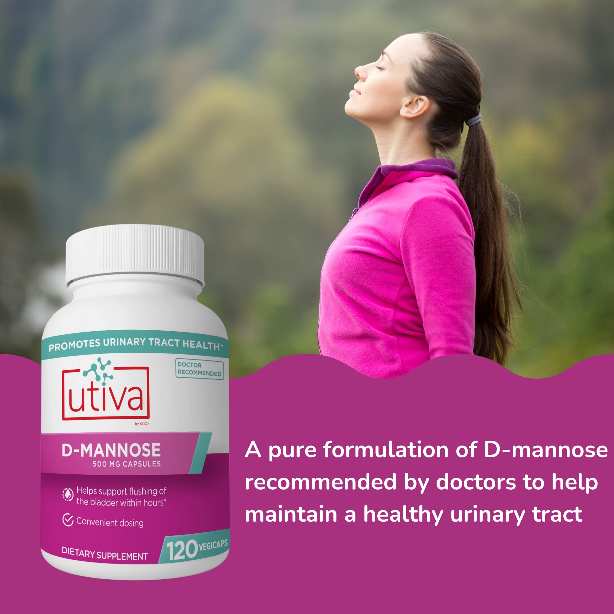 Szio+ Utiva D-Mannose 500mg Capsules – Naturally Flush The Bladder and Urinary Tract – UTI Avoidance – D Mannose Supplements for Women – Supports Urinary Tract Infection Treatments, 120 Capsules Szio+ Au supplements