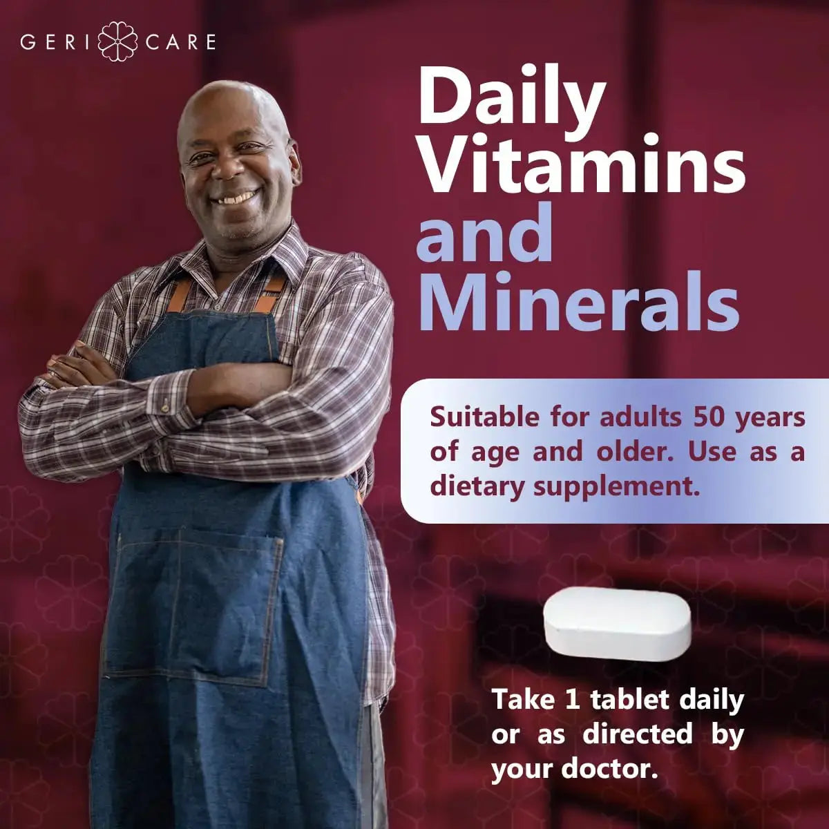 GeriCare Senior Tab 50+ Multivitamin and Minerals Tablets - Immune Support - Age-Defying Nutrition, 100 Count (Pack of 2) GeriCare Au supplements