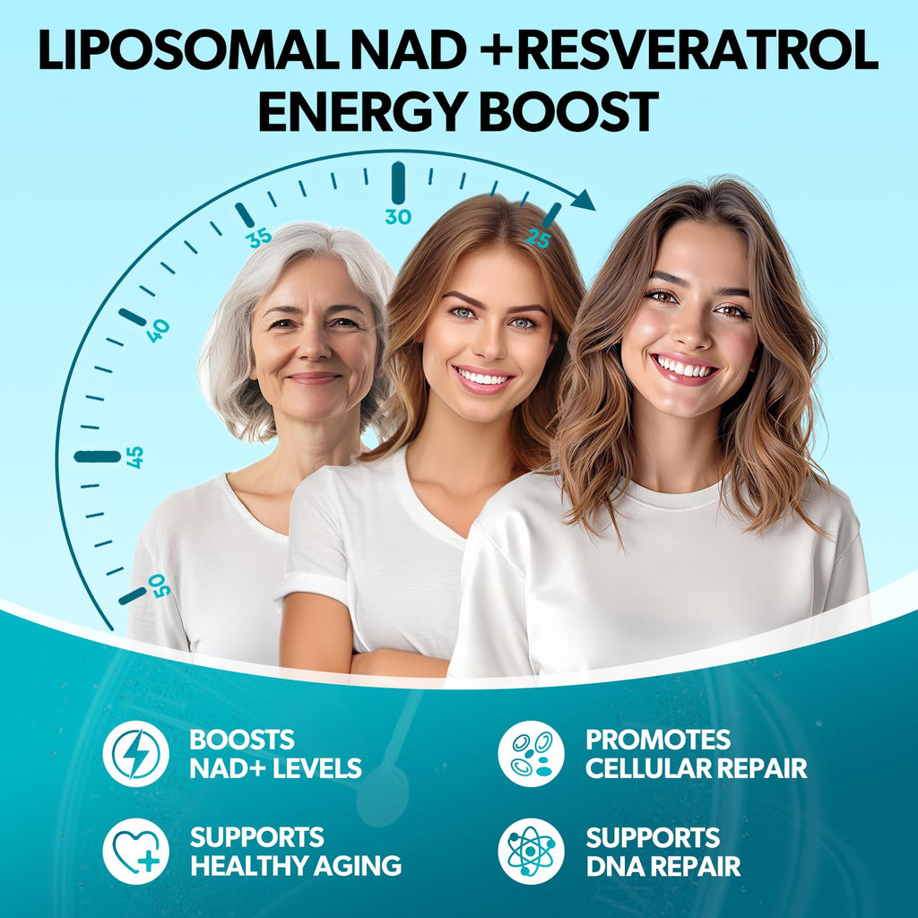GZ HAOYUAN NAD Liquid Supplement for Women, Liposomal NAD+ Drops 1200MG with NAD Plus Resveratrol, Tmg, Quercetin, Anti-Aging, Cell Regeneration, Energy & Metabolism Support, Pineapple Flavor GZ HAOYUAN Au supplements