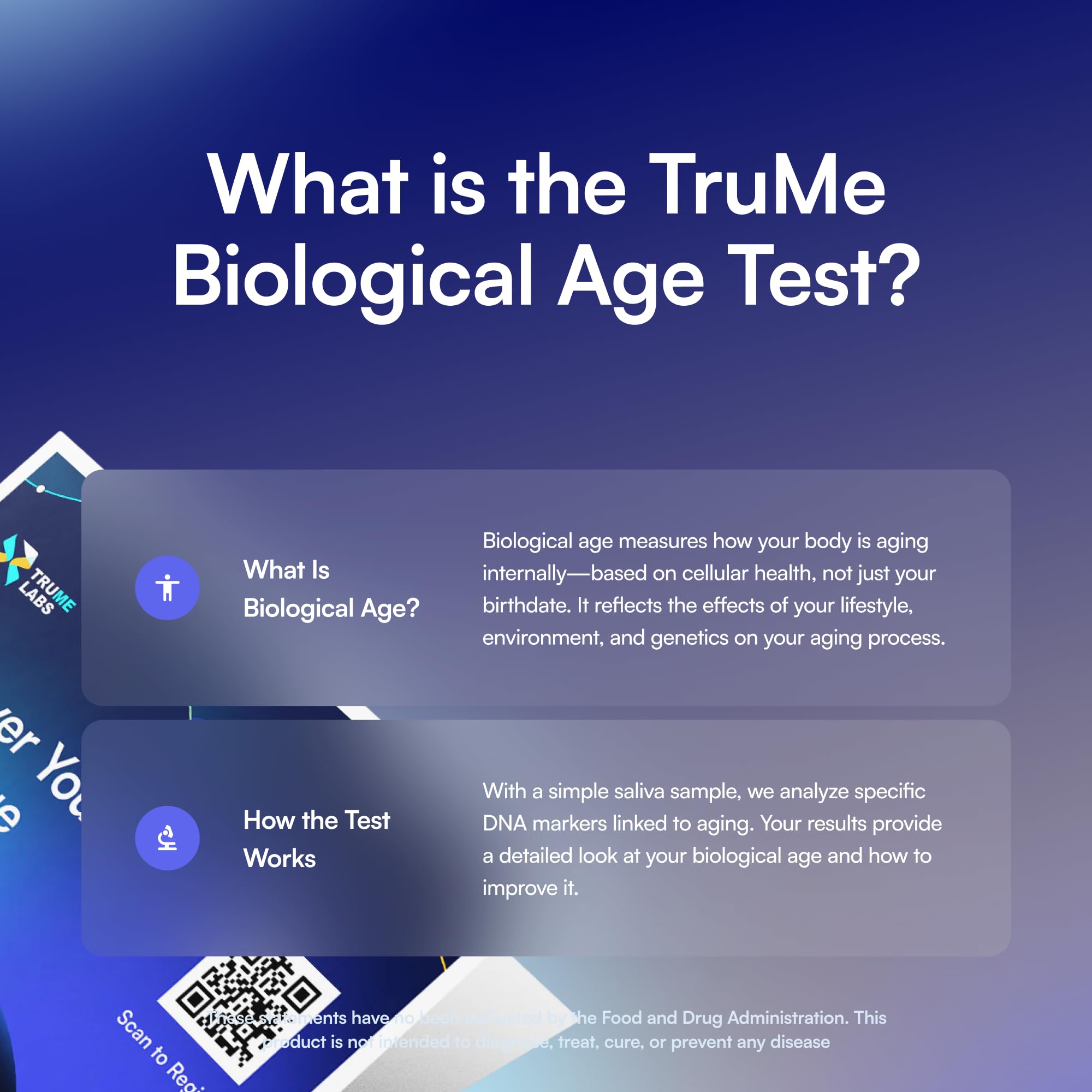 TruMe Labs Biological Age at-Home Test Kit (Saliva) – Biological Age Estimate + Peer Percentile Comparison, 10-Page Action Plan, Results in 1–2 Weeks. TruMe Labs Au supplements