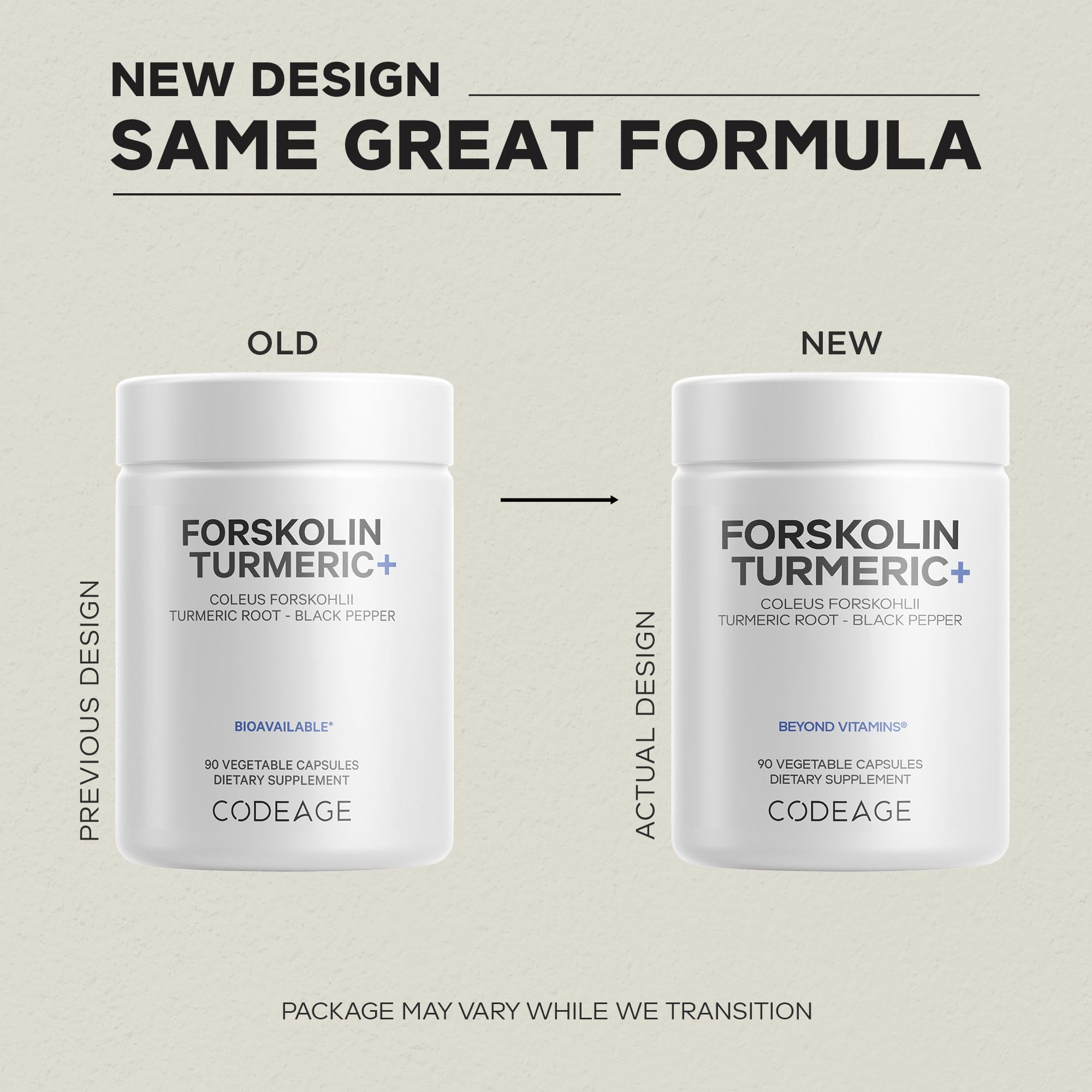 Codeage Forskolin, Pure Forskolin Coleus + Organic Turmeric Root Powder, 95% Curcuminoids + Bioperine Black Pepper - 20% Standardized Coleus Forskohlii Supplement - Non-GMO - 90 Capsules Codeage Au supplements