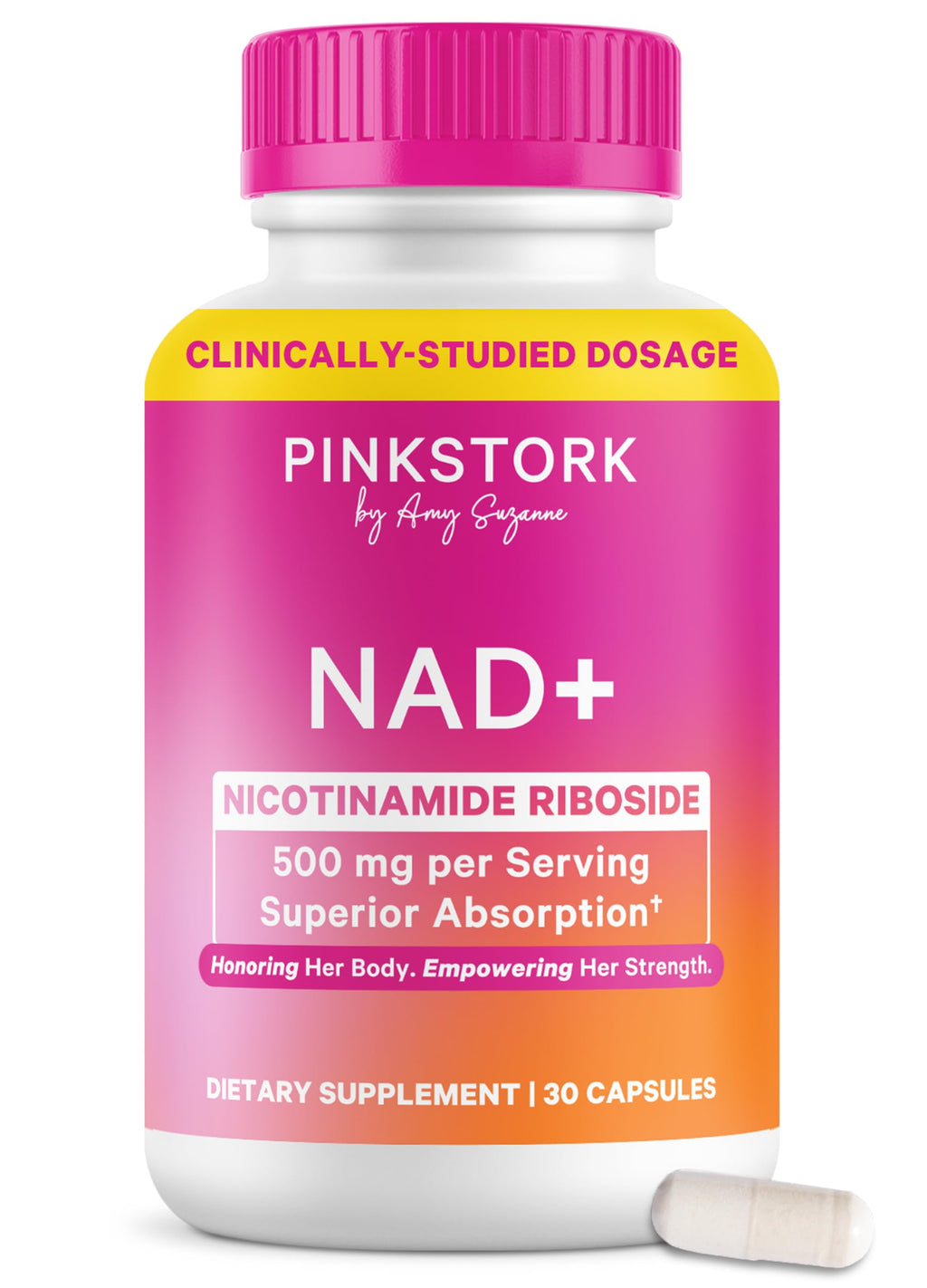Pink Stork NAD+ Supplement for Women | 500mg Nicotinamide Riboside NR | Clinically-Studied Pure NMN Powder | Brain + Cognitive Support |Energy, Skin Essentials Over 30 | 1 Month Supply Pink Stork Au supplements