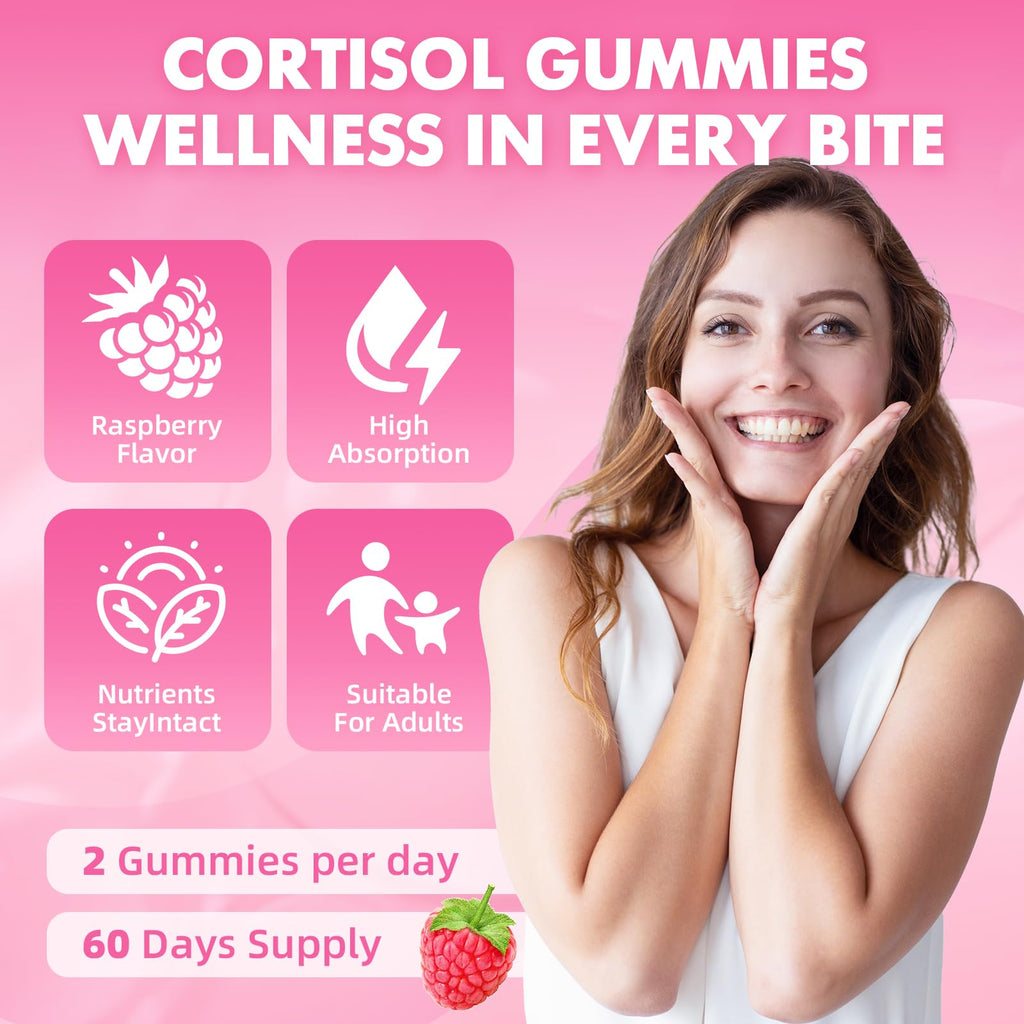 Cortisol Gummies for Women, Cortisol Supplements Gummies with Magnesium Ashwagandha Rhodiola Rosea and L-theanine Complex for Relaxation and Focus, Zzz Support, Raspberry Flavor, 60 Count GrnLife Au supplements