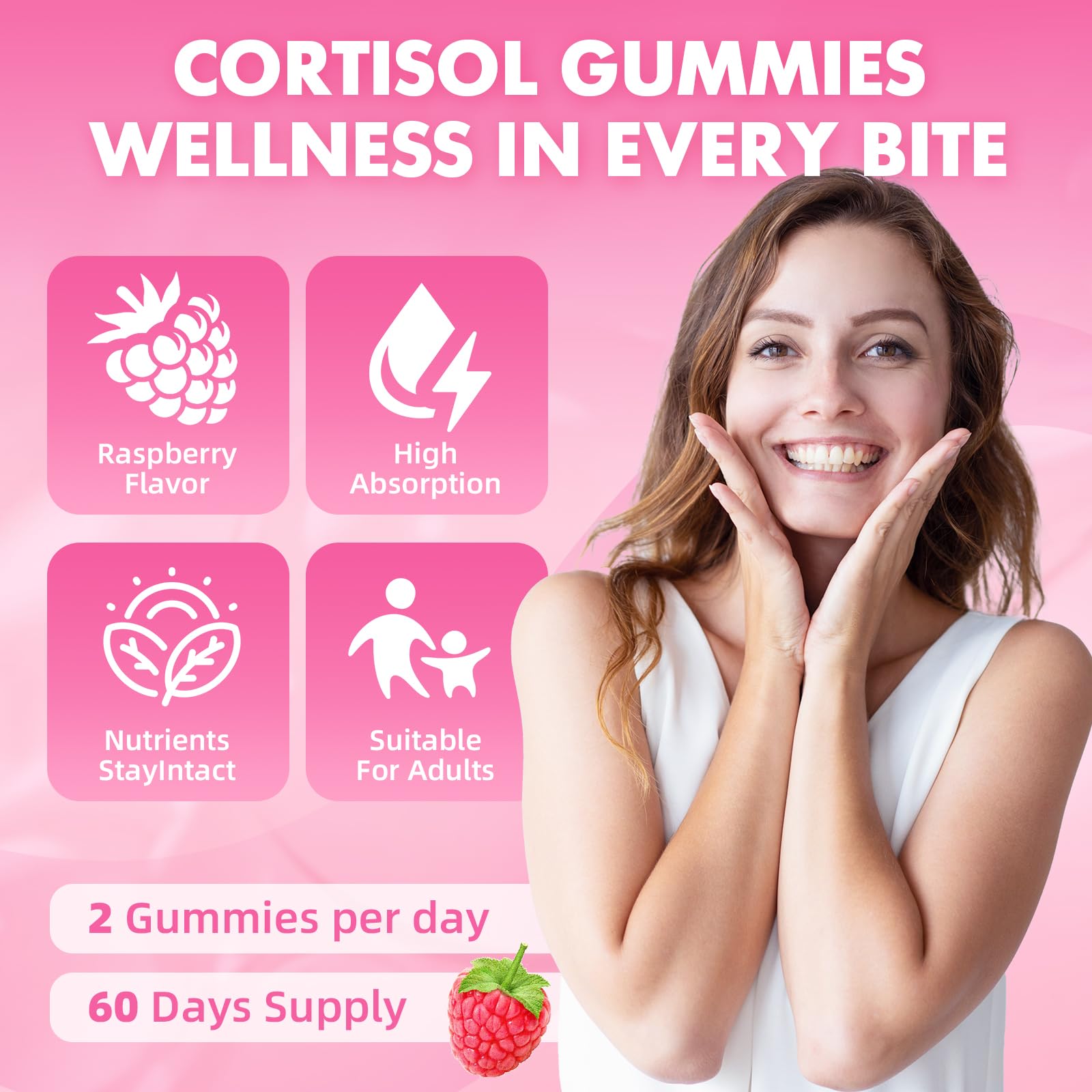 Cortisol Gummies for Women, Cortisol Supplements Gummies with Magnesium Ashwagandha Rhodiola Rosea and L-theanine Complex for Relaxation and Focus, Zzz Support, Raspberry Flavor, 60 Count GrnLife Au supplements