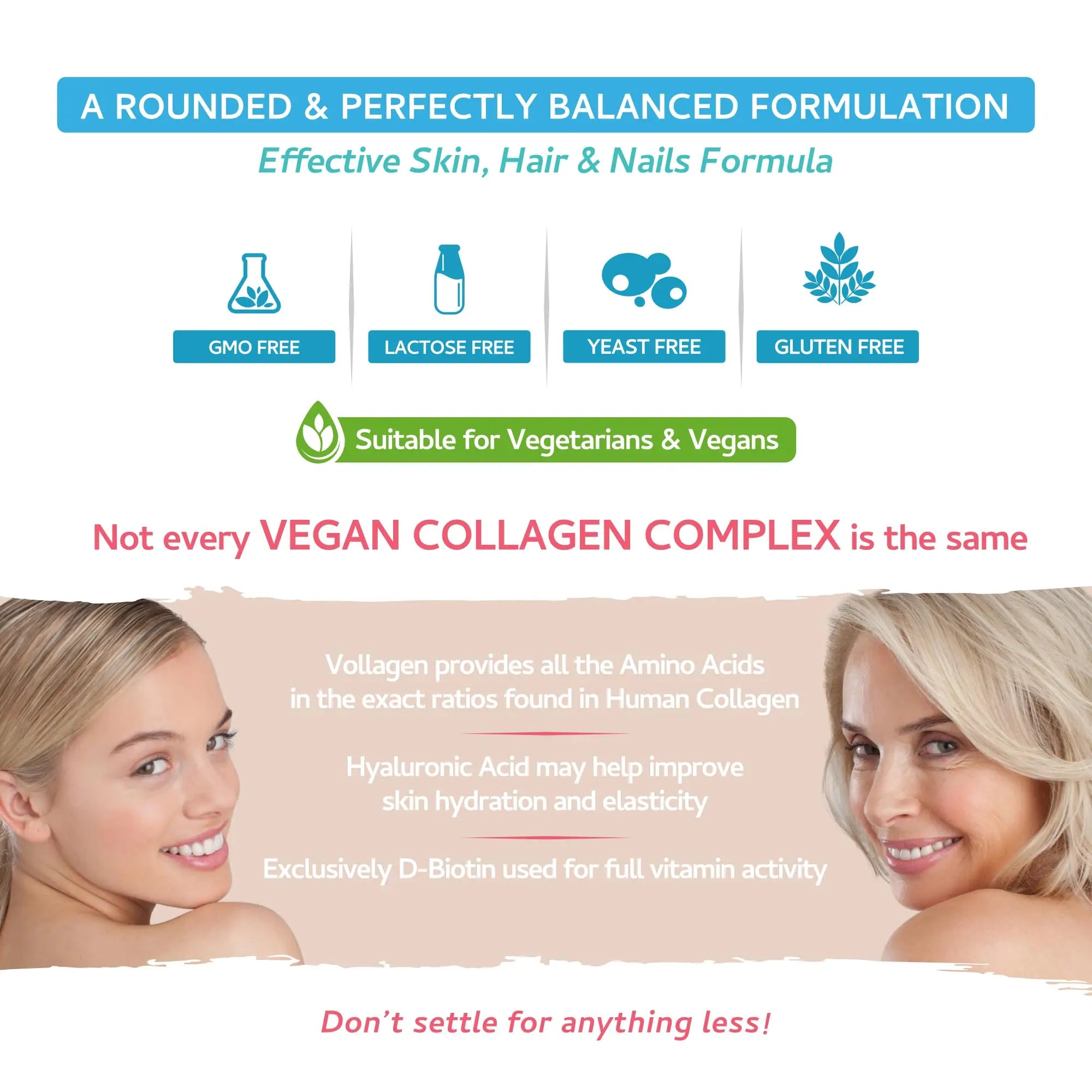 Vegan Collagen & Hyaluronic Acid Complex - 60 Capsules - Effective Skin, Hair & Nails Formula with 500mg swiss bioenergetics Au supplements