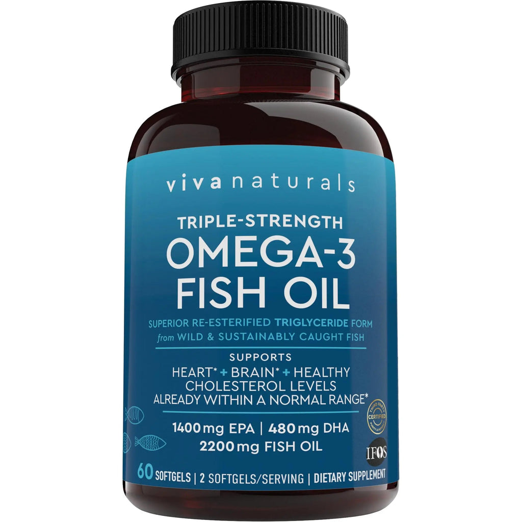 Viva Naturals Triple Strength Omega 3 Fish Oil Supplement - 2200 mg Wild Caught Viva Naturals Au supplements