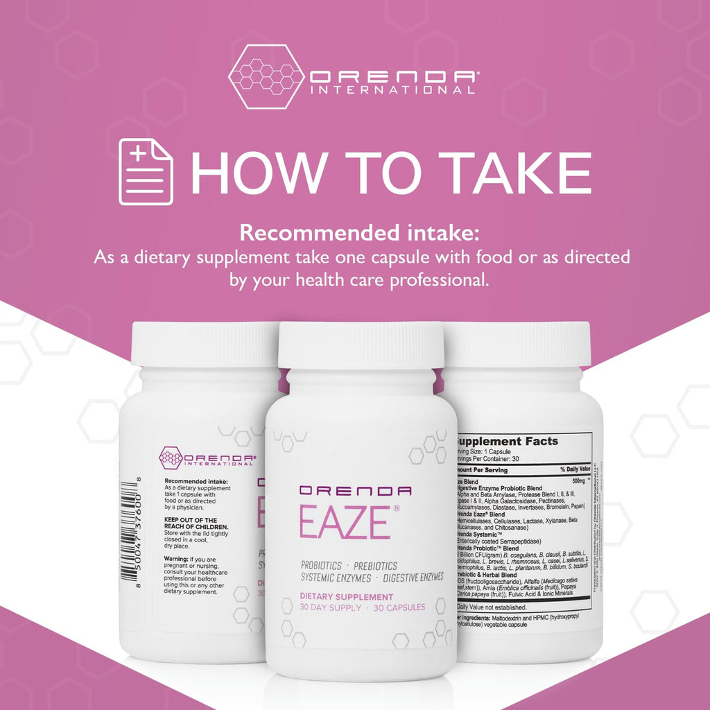 Orenda Eaze®: Gut Wellness Capsules | 6-in-1 Digestive Support with Probiotics, Endospores, Peptizyme-SP EN, Prebiotics, and Digestive Enzymes