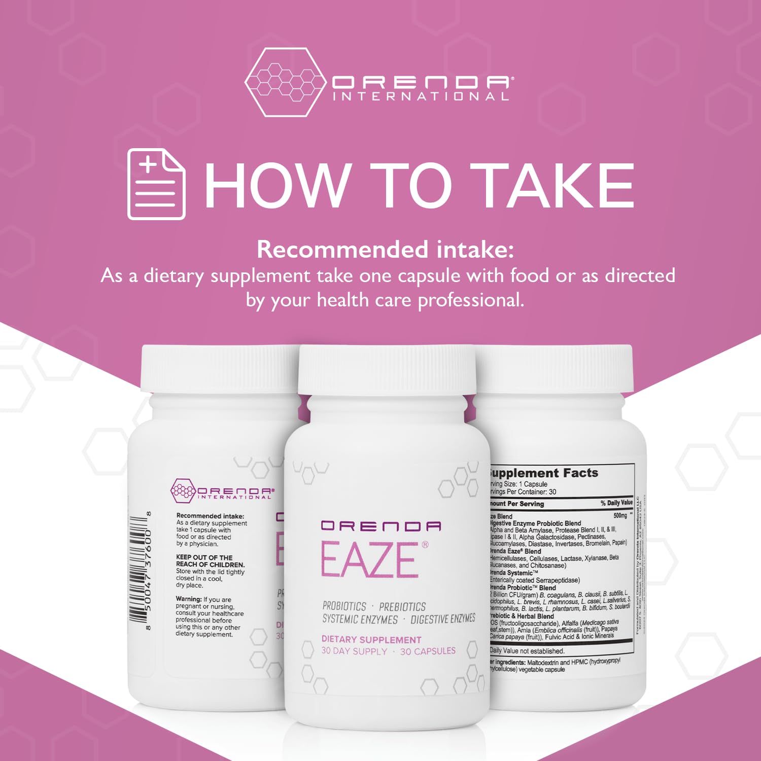 Orenda Eaze®: Gut Wellness Capsules | 6-in-1 Digestive Support with Probiotics, Endospores, Peptizyme-SP EN, Prebiotics, and Digestive Enzymes