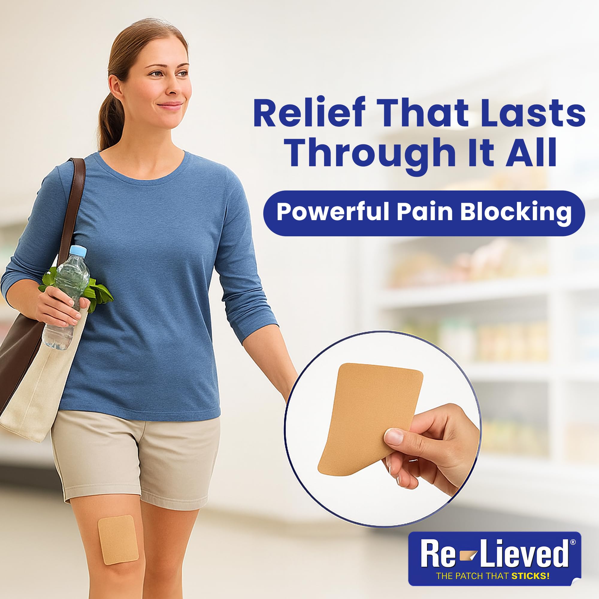Re-Lieved 4% Lidocaine Patches Maximum Strength - Aluminum-Free, Water Resistant and USA Made -Superior Sticking Pain Relief Patches Quickly Relieves Back, Joints and Muscle Pain-3x6 Inches (31 Count) Re-lieved Au supplements