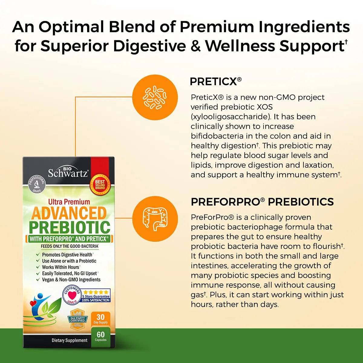 Prebiotics for Advanced Gut Health - Immune System Support & Dietary Fiber BioSchwartz Au supplements