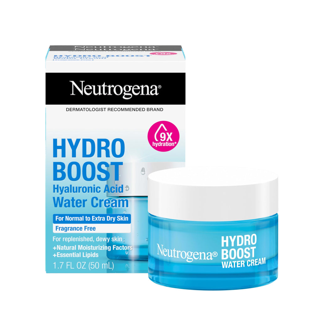 Neutrogena Hydro Boost Water Cream, 72 Hr Hydration for Normal/Extra Dry Skin, Fragrance Free, Face Moisturizer with Hyaluronic Acid, 1.7 oz