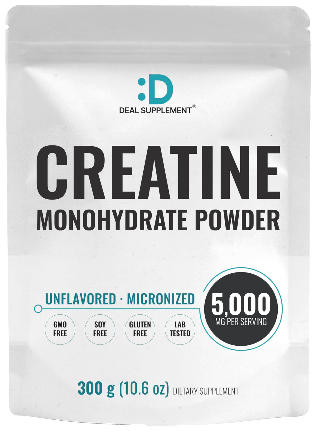 DEAL SUPPLEMENT Instant Creatine Monohydrate Powder, 5g Per Serving – 60 Servings | Micronized, Unflavored, Fast Absorbing Formula