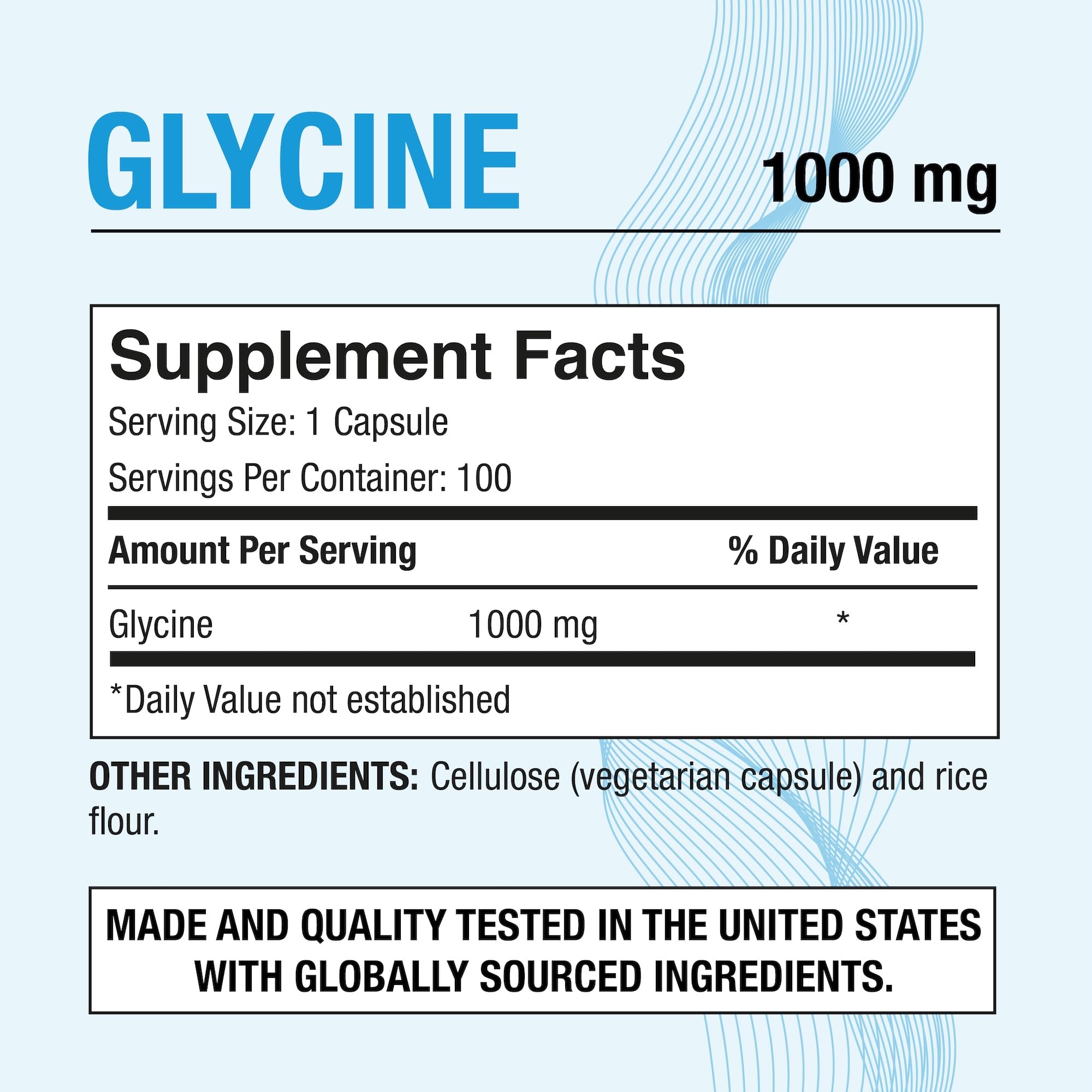 Puregen Labs Glycine 1000mg [High Potency] 100 Vegetarian Capsules, Promotes Healthy Rest | No Harmful Additives