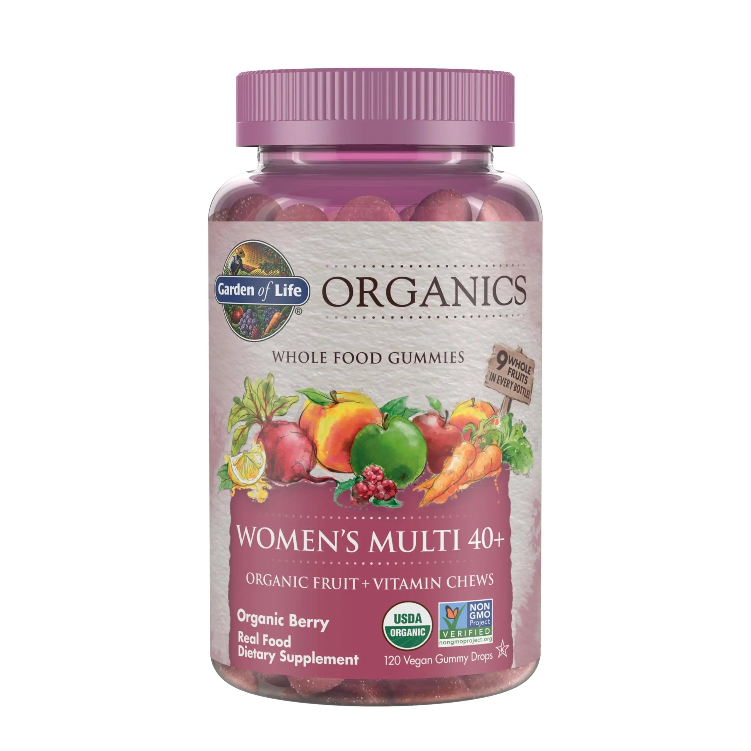 Garden of Life Organics Women 40+ Gummy Vitamins - Berry - Certified Organic, Non-GMO, Vegan, Kosher Complete Multi - Methyl B12, C & D3 Garden of Life Au supplements