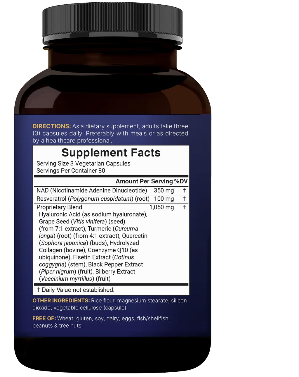 NatureBell NAD+ Complex 1,500mg Per Serving, 240 Veggie Capsules | NMN Supplement Alternative | NAD Plus Resveratrol, Hyaluronic Acid, Quercetin, Fisetin, Collagen, & More – Non-GMO NatureBell Au supplements