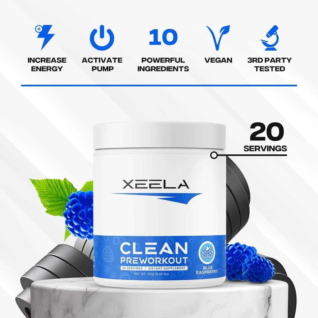 XEELA Organic Pre Workout Powder: Clean Preworkout for Men & Women, with Flavored XEELA Au supplements