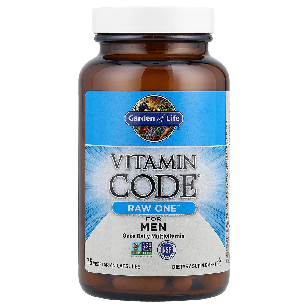 Garden of Life Vitamin Code Raw One for Men, Once Daily Multivitamin, 75 Capsules, One a Day Mens Vitamins Plus Fruit, Veggies & Probiotics for Mens Health
