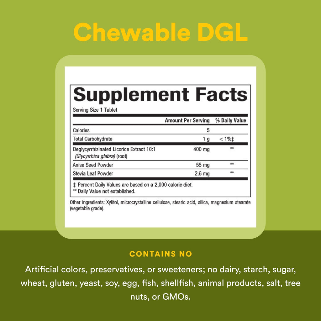 Natural Factors DGL Chewable - Digestive Support Supplement with Licorice Root Extract - Chewable Tablets Support Stomach Lining & Health - Non-GMO & Gluten-Free