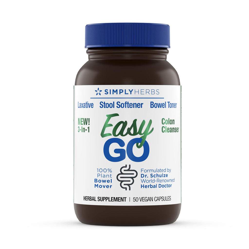 Simply Herbs Easy Go Bowel Mover - Adult Cleansing Supplement for Colon Health Support - Bowel Movement Aid - Stool Softener - Daily-Use Laxative - Plant-Based Ingredients - Vegan - 50 Count Dr. Schulze's Au supplements
