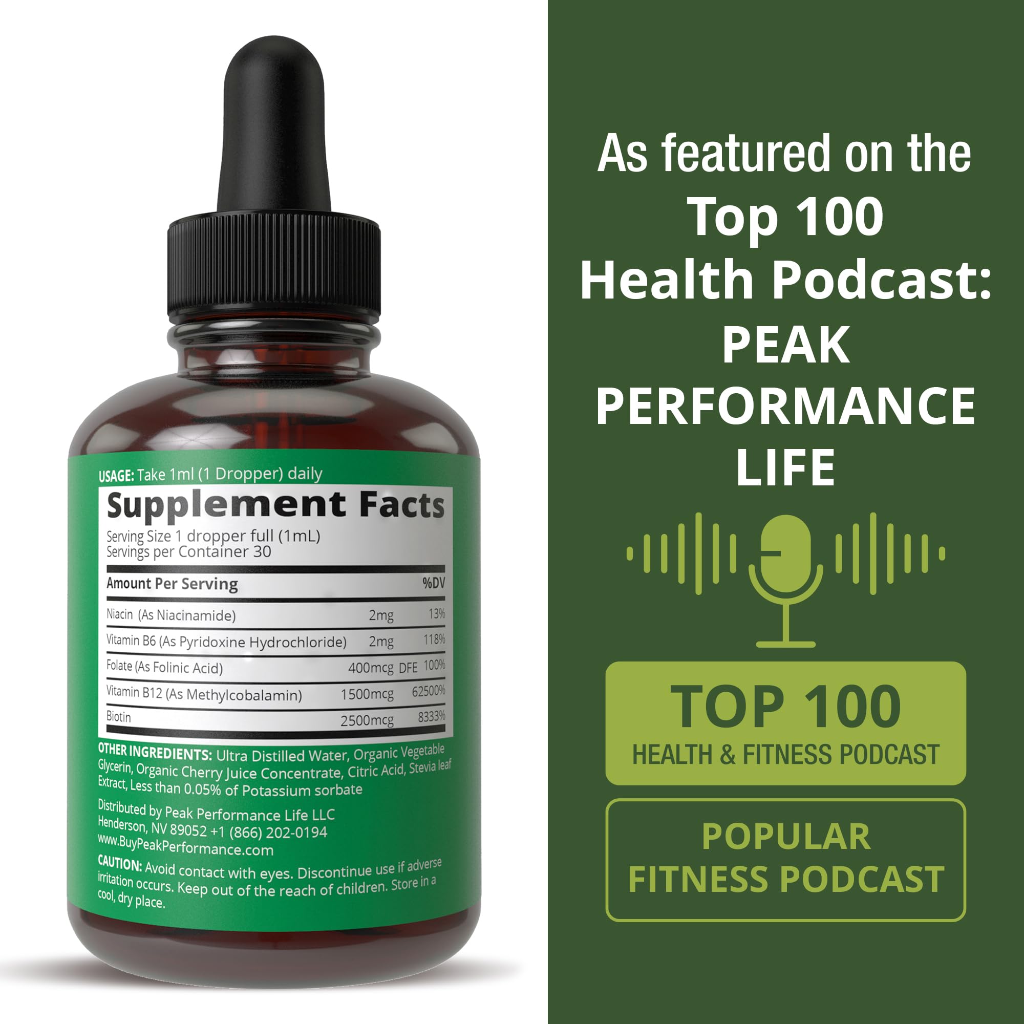 B Complex Liquid Drops Vegan Supplement. Best 5 B Vitamins with B3 Niacin, B6, B7 Biotin, B9 Folate, Methylcobalamin B12. B-Complex for Hair, Skin Nails, Energy. for Adults, Men, Women Peak Performance Au supplements