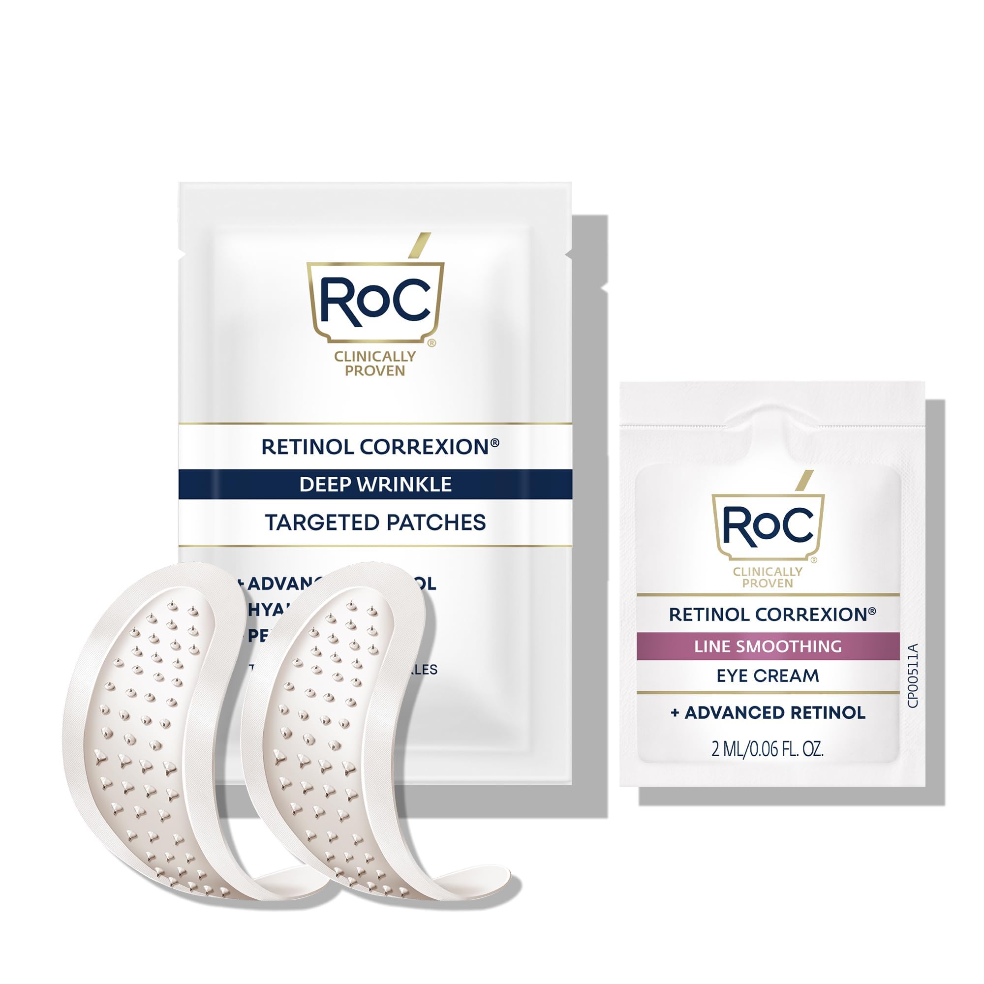 RoC Retinol Correxion Deep Wrinkle Non-Invasive Targeted Patches with Hyaluronic Acid + Firming Peptides for Forehead, 11 Lines