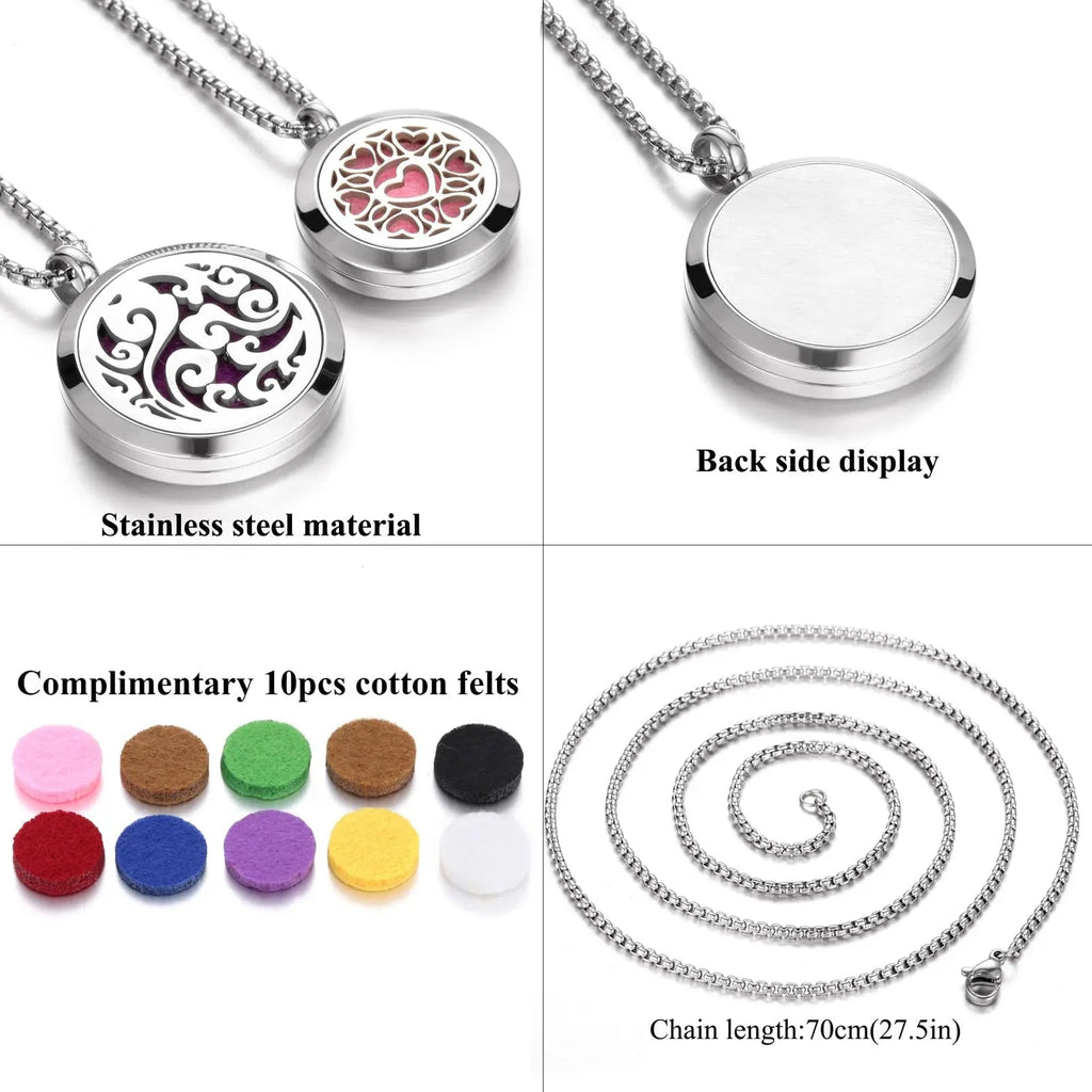 Aromatherapy Essential Oil Diffuser Necklace Tree of Life Cloud Design Stainless Steel Locket JEAN SMILE Au supplements