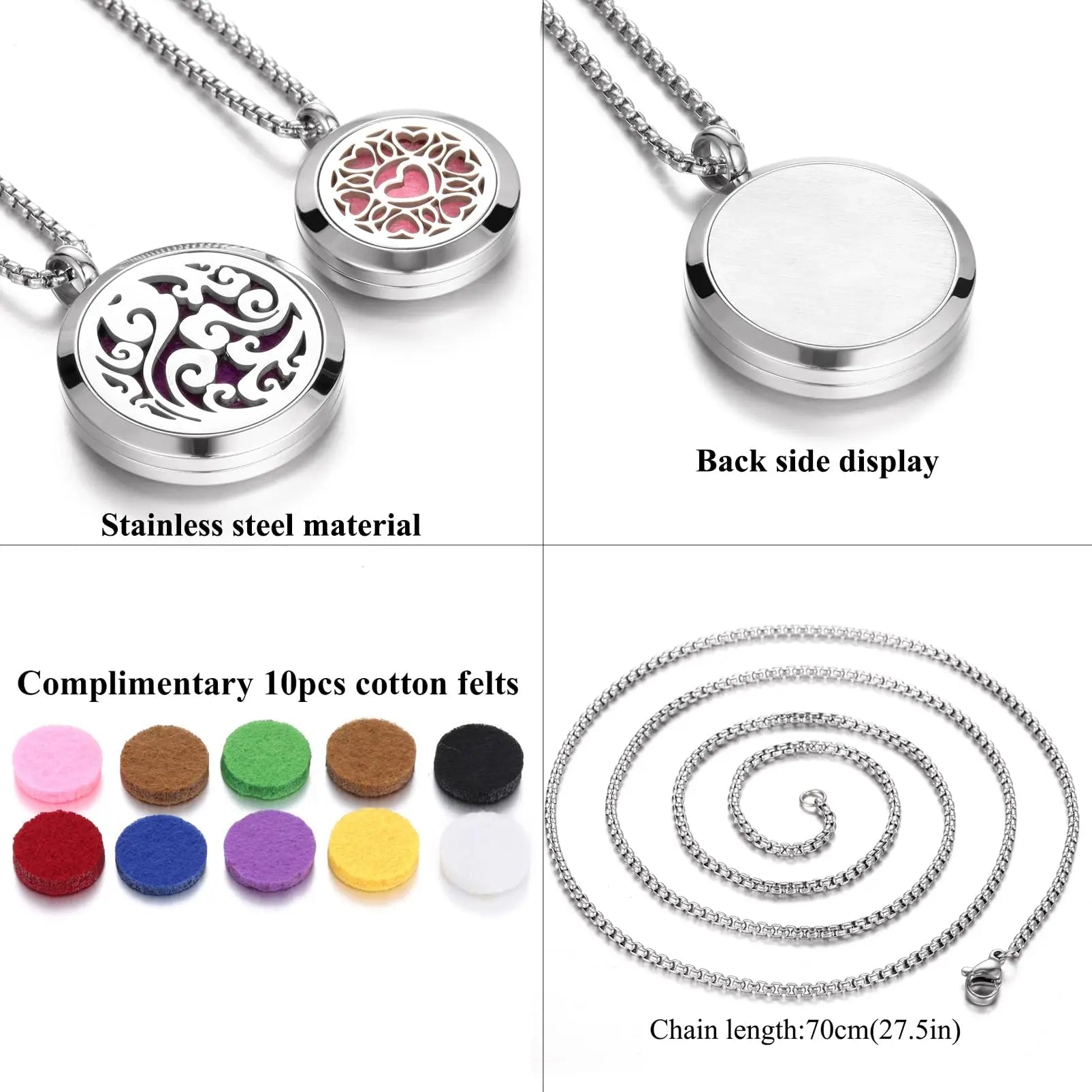 Aromatherapy Essential Oil Diffuser Necklace Tree of Life Cloud Design Stainless Steel Locket JEAN SMILE Au supplements