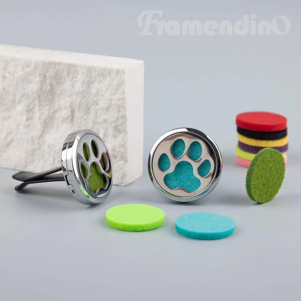 Framendino, 2 Pack Dog Paw Print Locket for Essential Oil Diffuser with 20 Felt Refill Pads Framendino Au supplements
