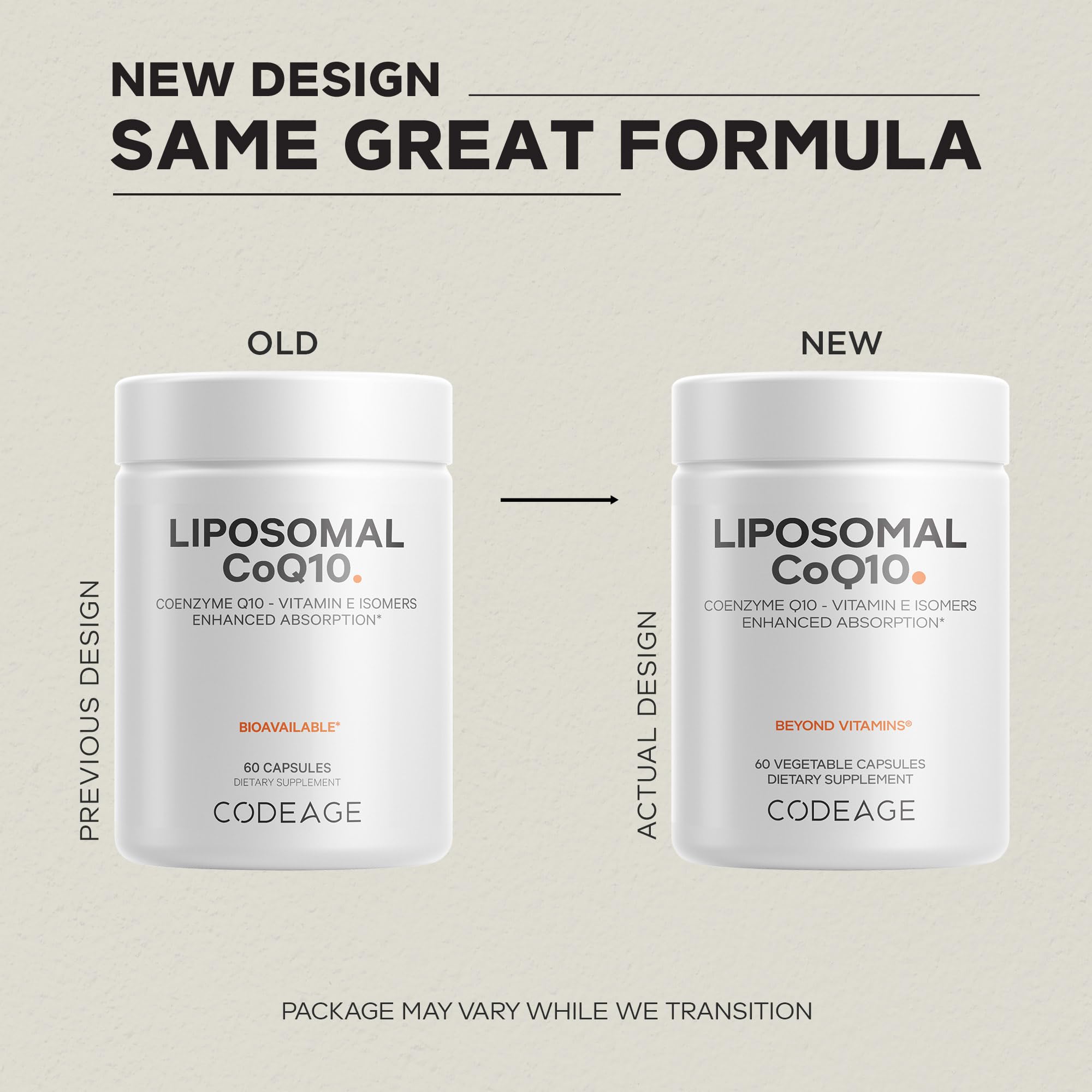 Codeage Liposomal CoQ10 Supplement - 125 mg Coenzyme Q10 with Vitamin E Isomers Tocopherols - 2-Month Supply - 1 Capsule Per Serving - Liposomal Delivery - Vegan, Non-GMO, Gluten-Free - 60 Capsules Codeage Au supplements
