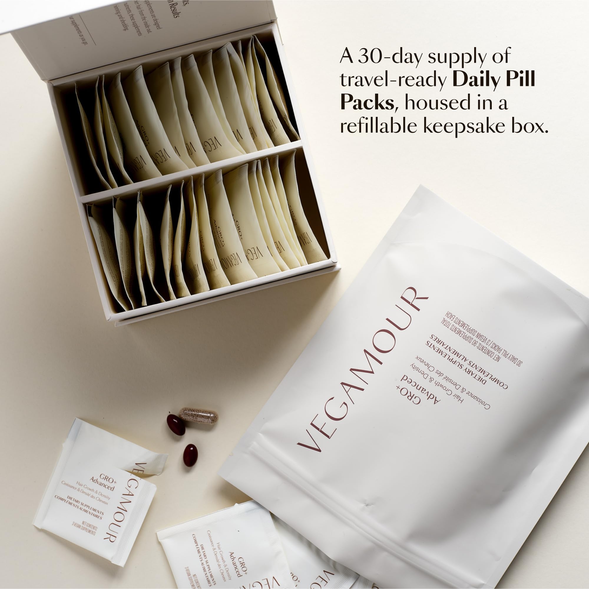 VEGAMOUR GRO+ Advanced Hair Growth Vitamin Supplements - Boosts Hair Growth & Density - 30 Pill Packs/Box VEGAMOUR Au supplements