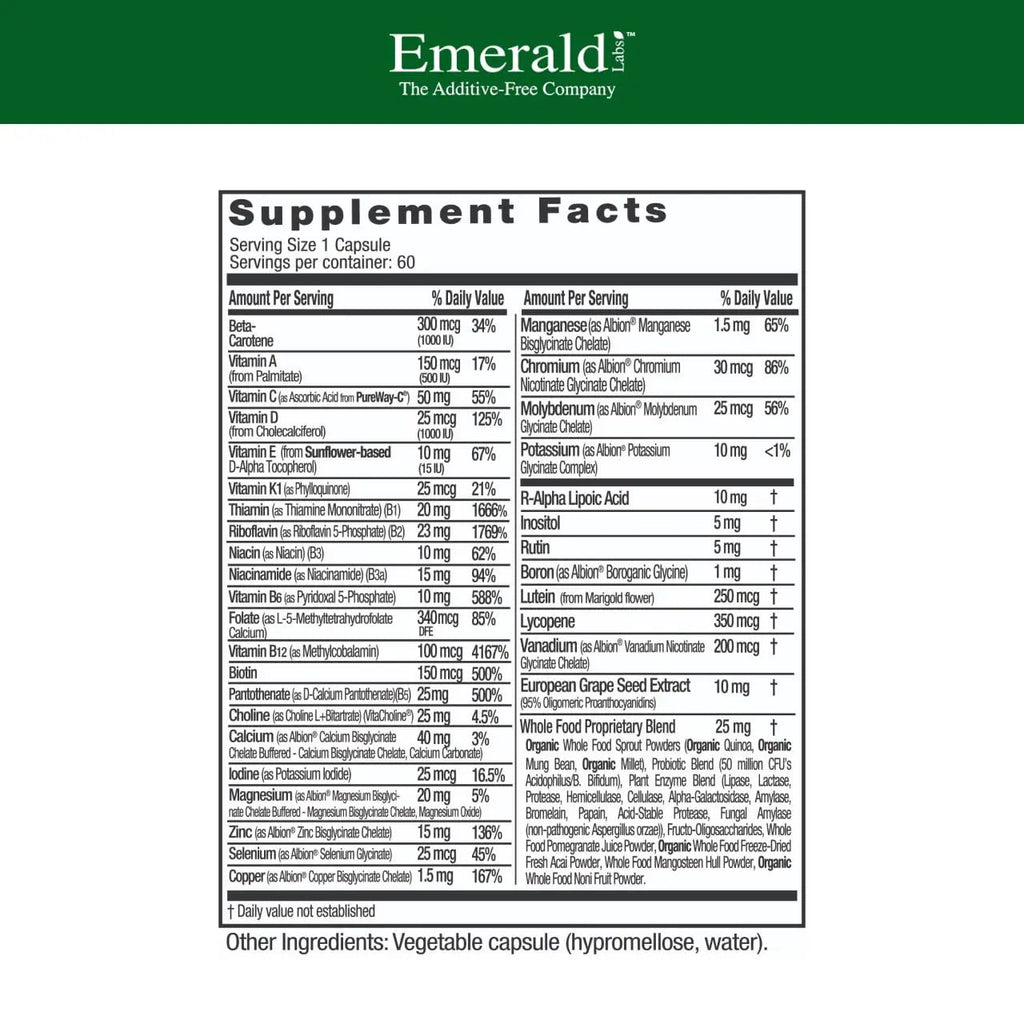 EMERALD LABS Men's 1 Daily Multi - Additive-Free Men's Multivitamin - Includes Lycopene, Zinc, Vitamin D3, & More EMERALD LABS Au supplements
