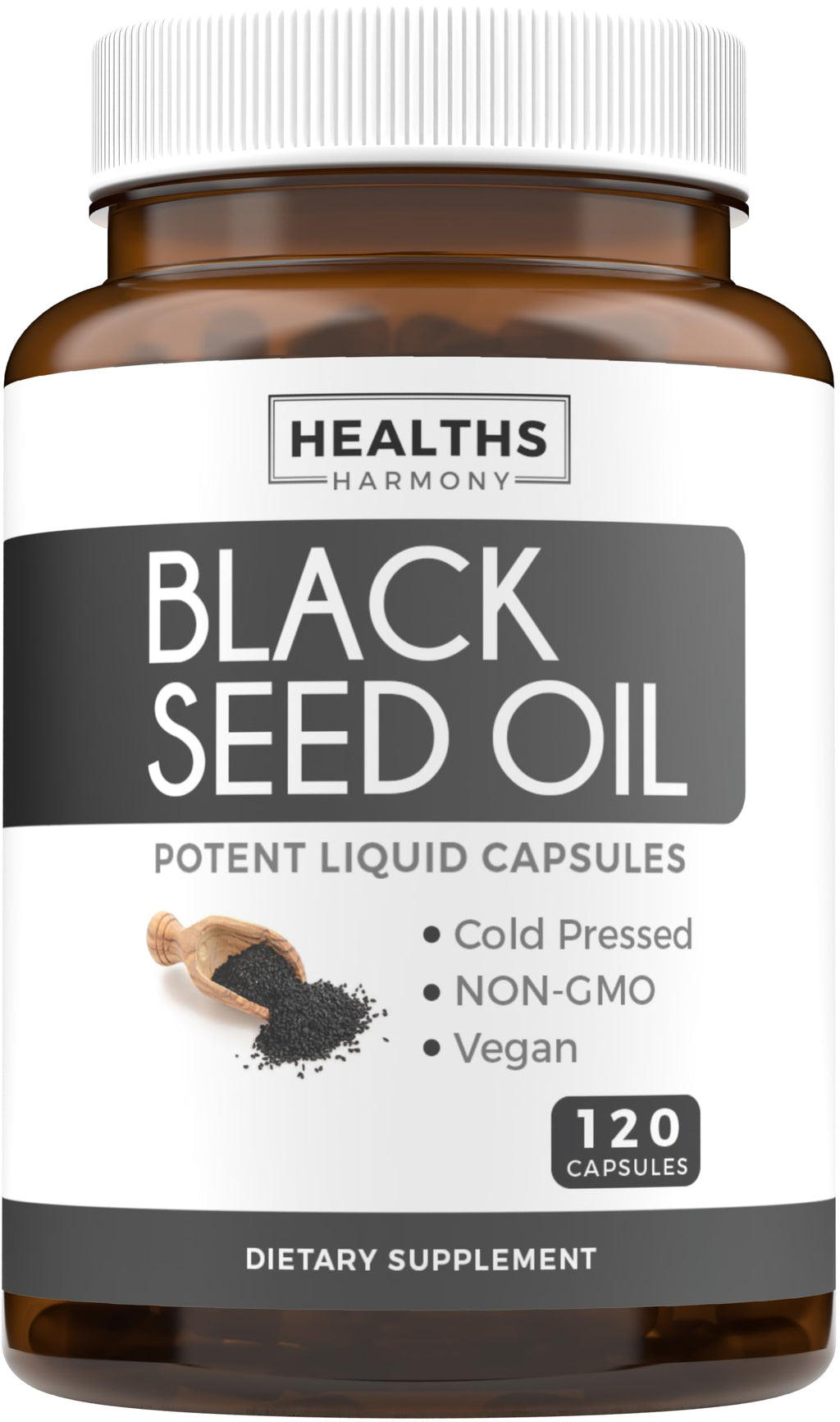 Black Seed Oil - 120 Softgel Capsules Skin Health (Non-GMO & Vegan) Cold-Pressed Nigella Sativa Producing Pure Black Cumin Seed Oil with Vitamin E