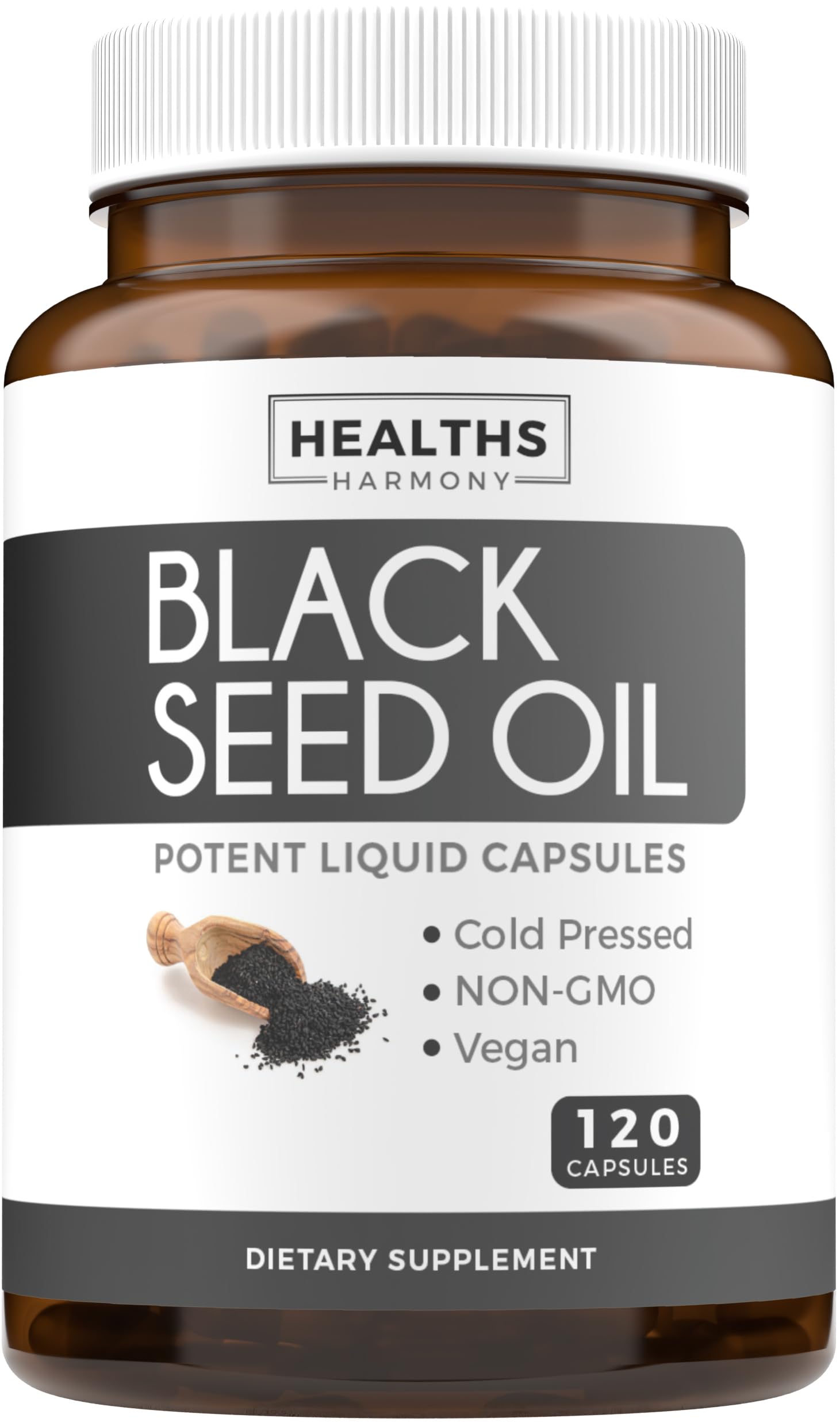 Black Seed Oil - 120 Softgel Capsules Skin Health (Non-GMO & Vegan) Cold-Pressed Nigella Sativa Producing Pure Black Cumin Seed Oil with Vitamin E