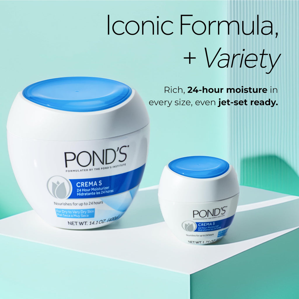 Pond's Nourishing Moisturizing Cream, Crema S, Fragrance Free, Ivory, 14.1 Oz