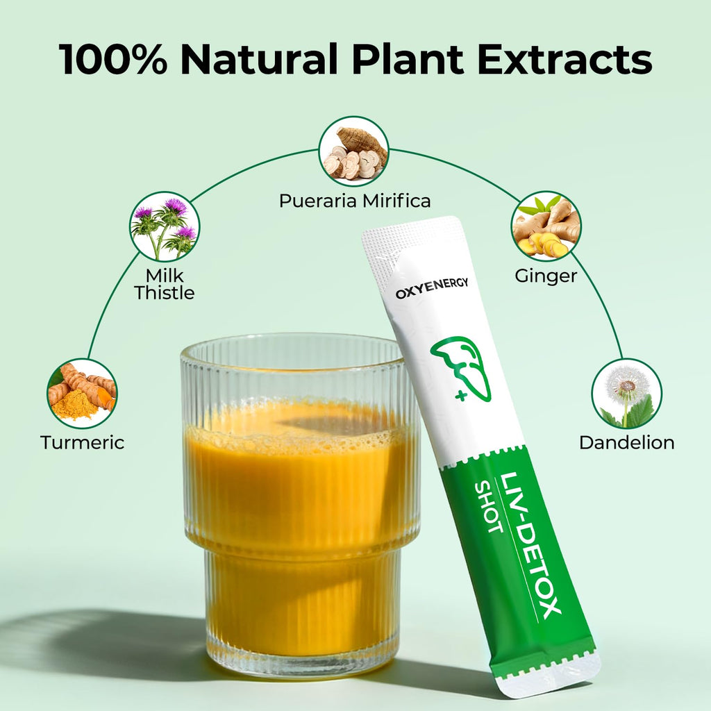 OxyEnergy Liver Cleanse Detox & Repair, Organic Milk Thistle Liver Detox Supplement with Turmeric, Giner, Dandelion, Support Liver Health & Digestion,