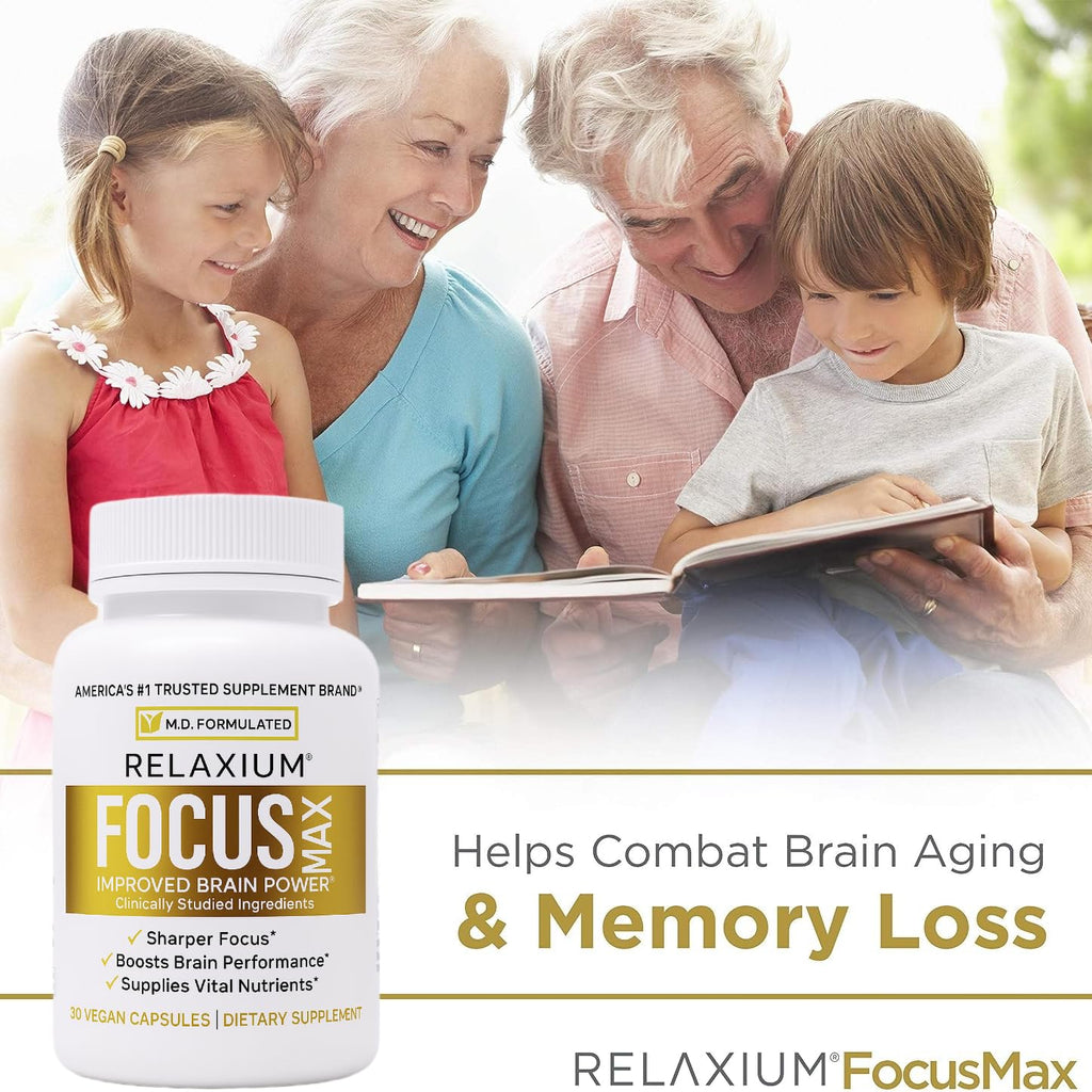 Relaxium FocusMax, Brain & Focus Health Supplement, Mental Clarity Support, Proven Concentration, Focus, Memory,