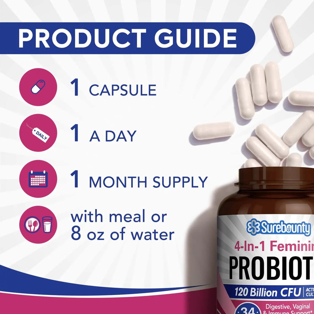 Surebounty Probiotics for Women, 120 Billion CFU 34 Strains, Prebiotics + Digestive Enzymes Surebounty Au supplements