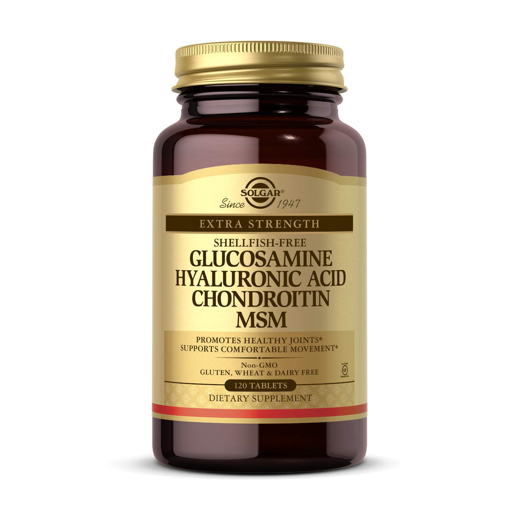 Solgar Glucosamine Hyaluronic Acid Chondroitin MSM, 120 Tablets - Supports Healthy Joints - Supports Range of Motion & Flexibility - Extra Strength, Shellfish Free
