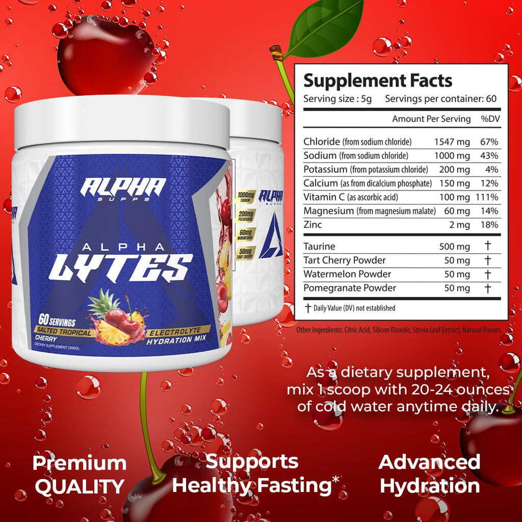 Alpha Lytes - Electrolyte Powder Daily Hydration Drink Mix - Sugar-Free, Zero Calorie Instant Formula with Trace Minerals and Antioxidants
