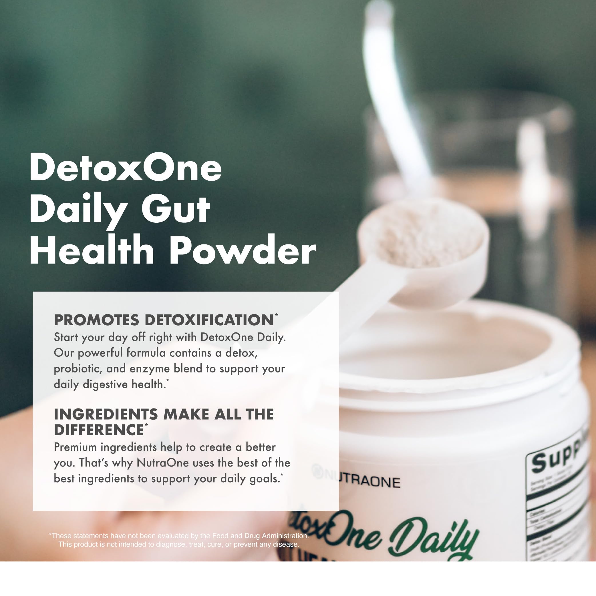 DetoxOne Daily Gut Health Powder* |  Supports Normal/Healthy Digestive Function*| Promotes Detoxification*| Boost Energy & Improves Nutrient Absorption*
