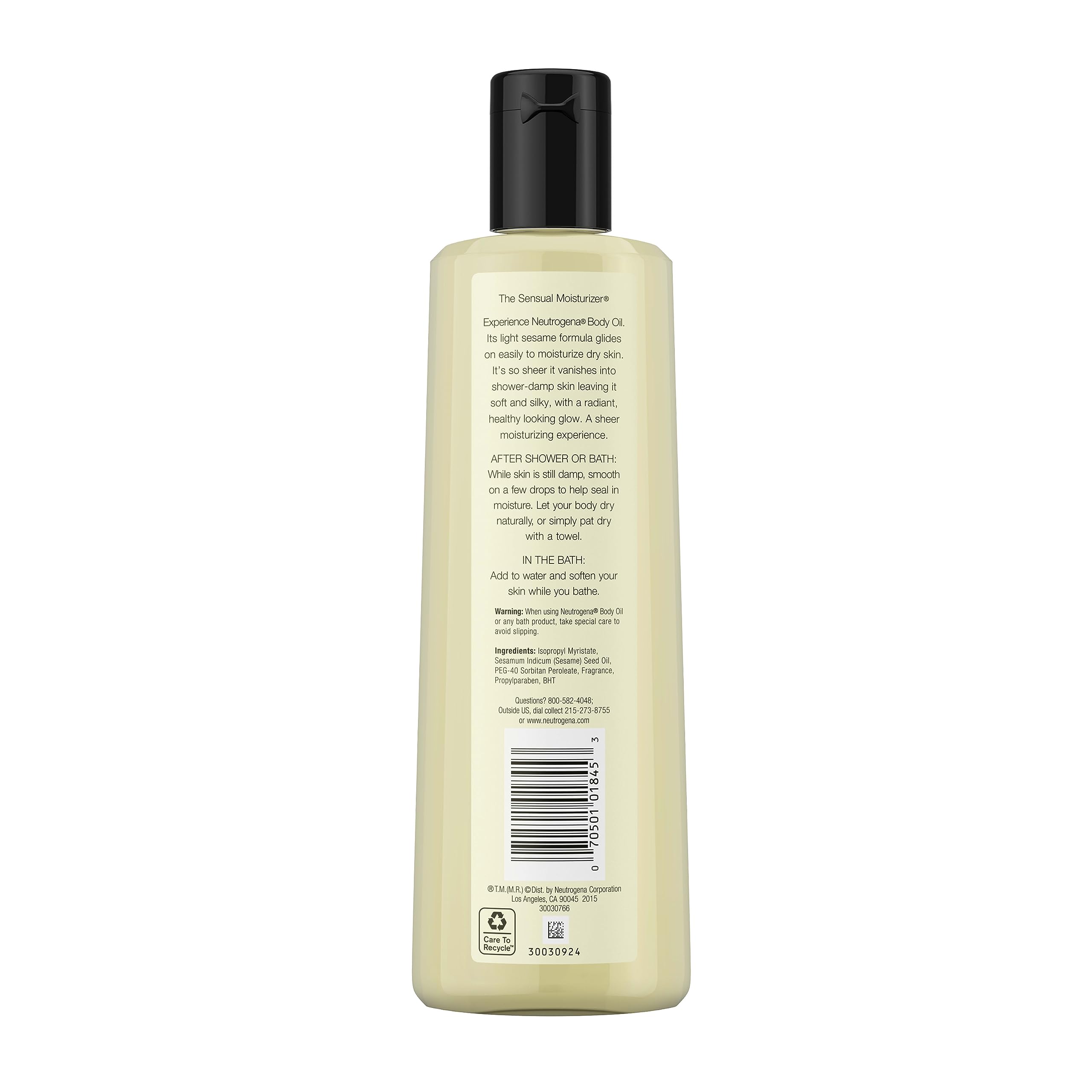 Neutrogena Body Oil Light Sesame Formula, 16 fl oz, Radiant Glow Moisturizer for Dry Skin