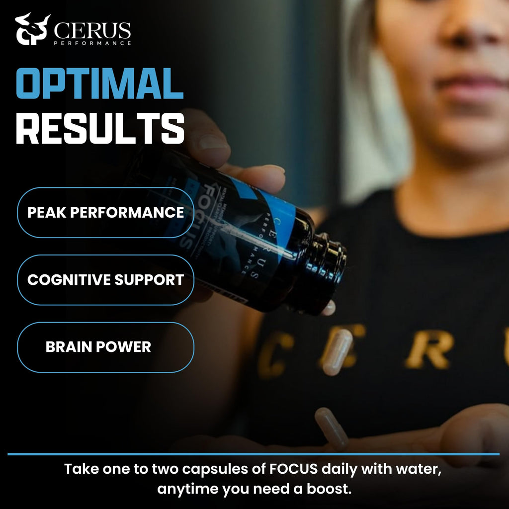 Cerus Performance Focus Nootropic Supplement - Enhances Mental Clarity, Boosts Memory & Cognitive Function, Improves Alertness - Ideal for Athletes & Fitness Enthusiasts - 60 Capsules Cerus Au supplements