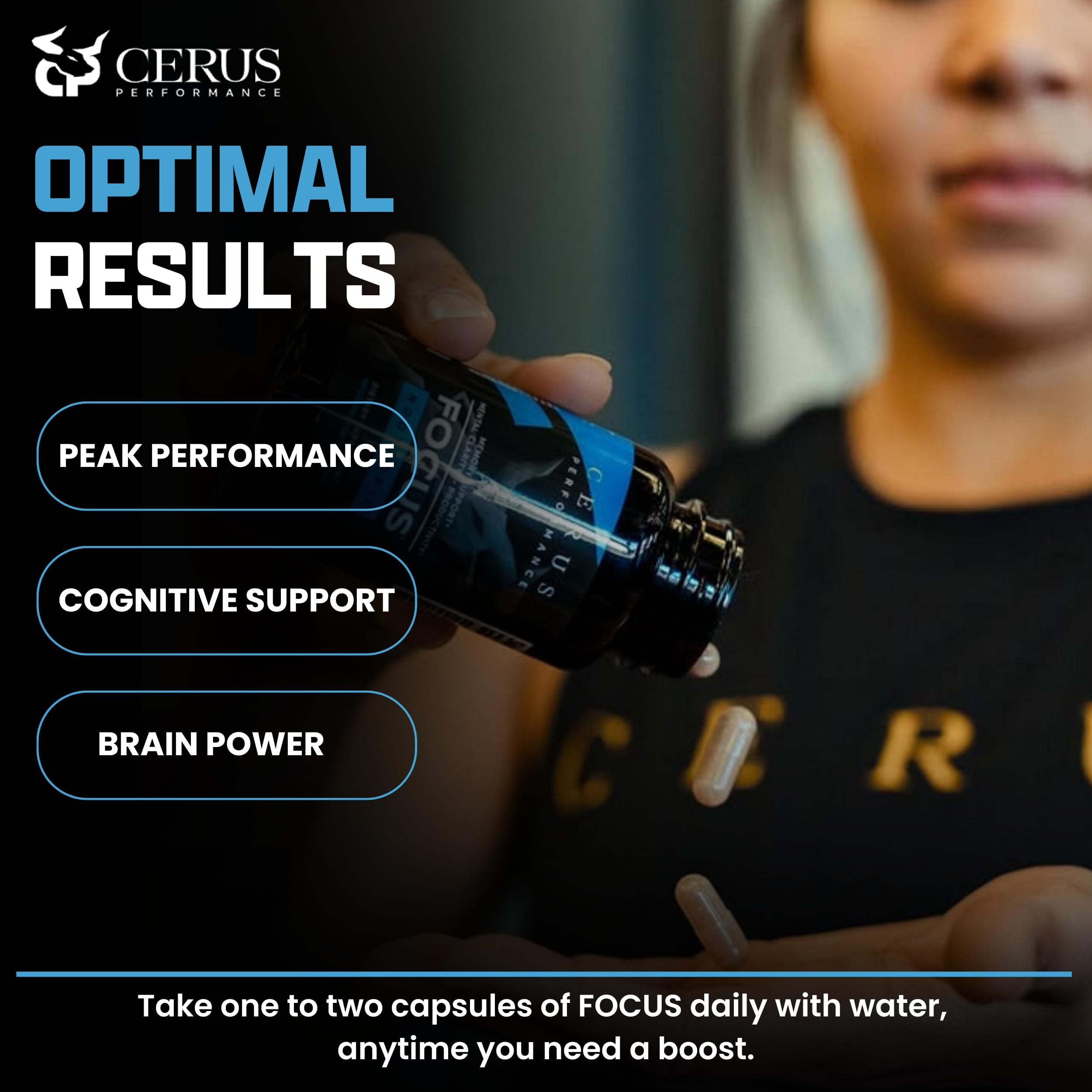 Cerus Performance Focus Nootropic Supplement - Enhances Mental Clarity, Boosts Memory & Cognitive Function, Improves Alertness - Ideal for Athletes & Fitness Enthusiasts - 60 Capsules Cerus Au supplements