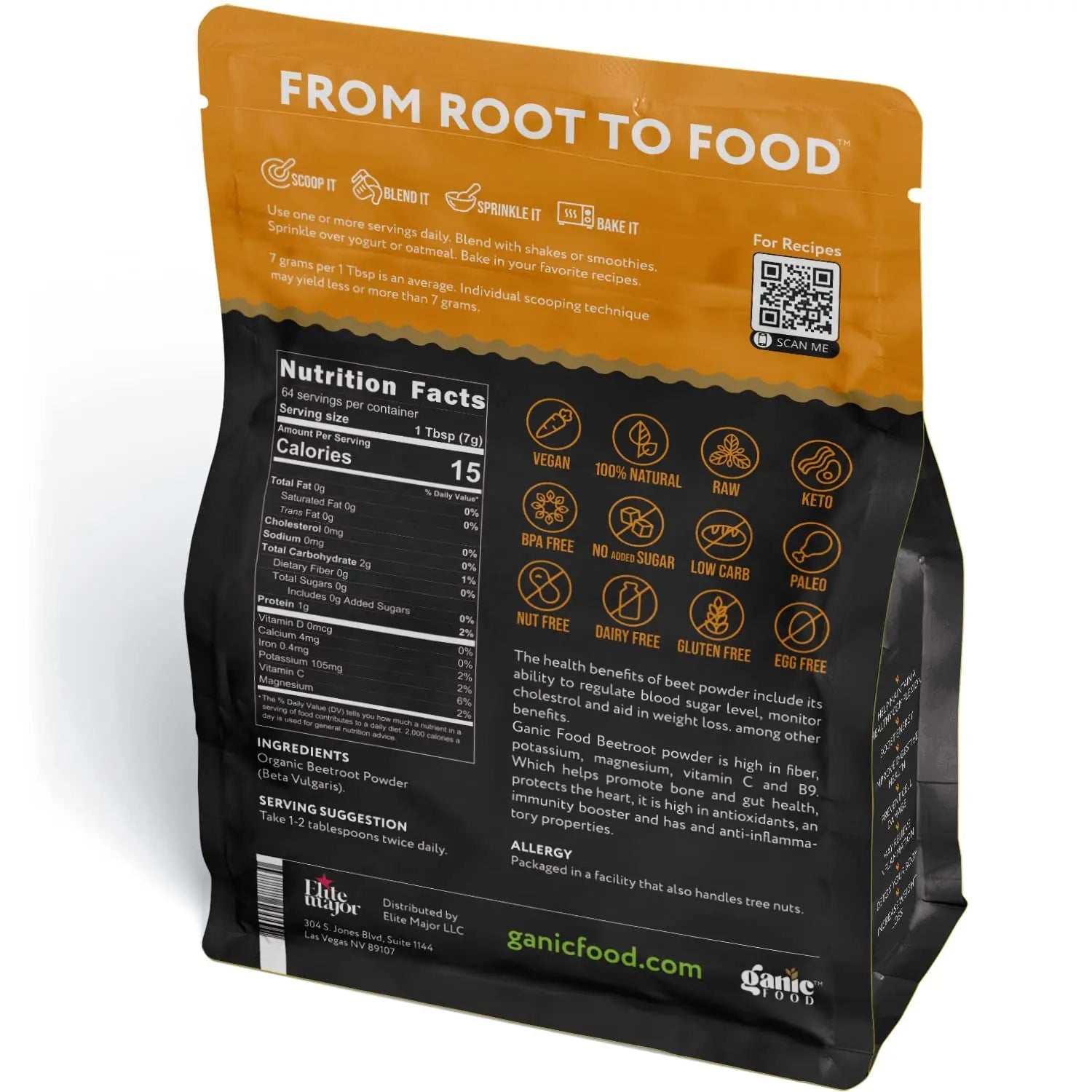 Ganic Food Organic Beetroot Powder, 16 Ounces Ganic Food Au supplements