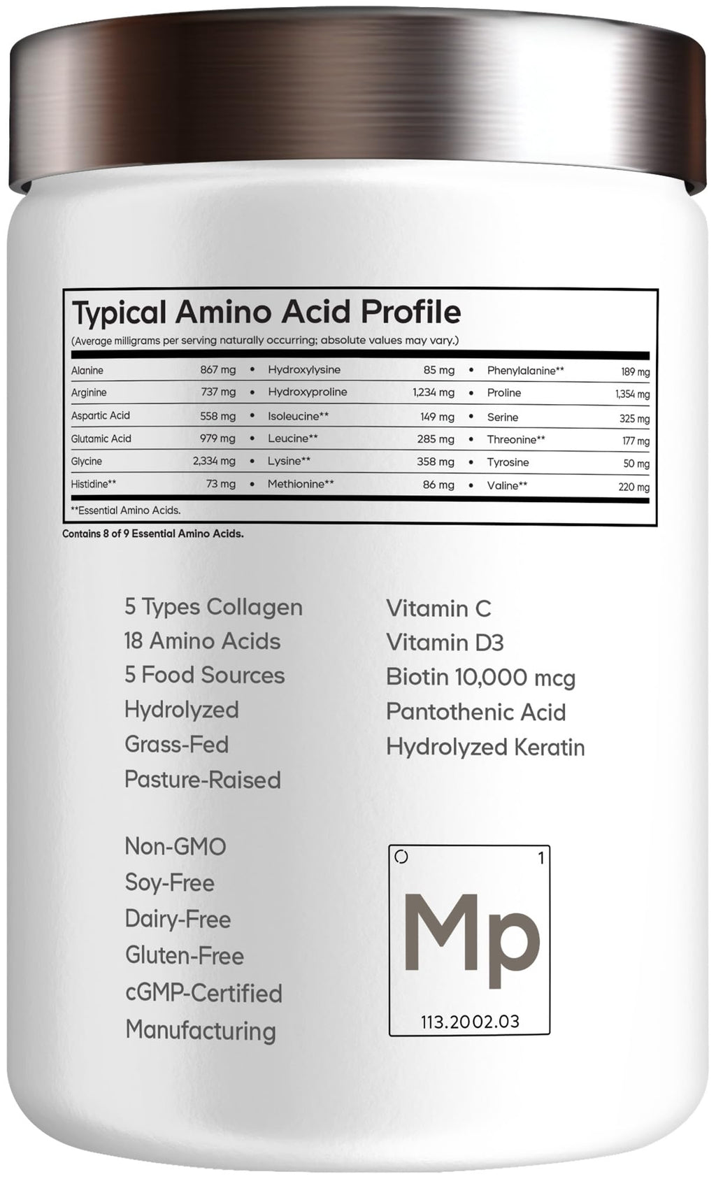 Codeage Multi Collagen for Women & Men Biotin 10000mcg Keratin, Protein Powder Vitamin C B6 D3, Hyaluronic Acid, Niacin - Hydrolyzed Collagen Coffee Creamer 5 Types - Unflavored - Non-GMO - 11.5oz Codeage Au supplements