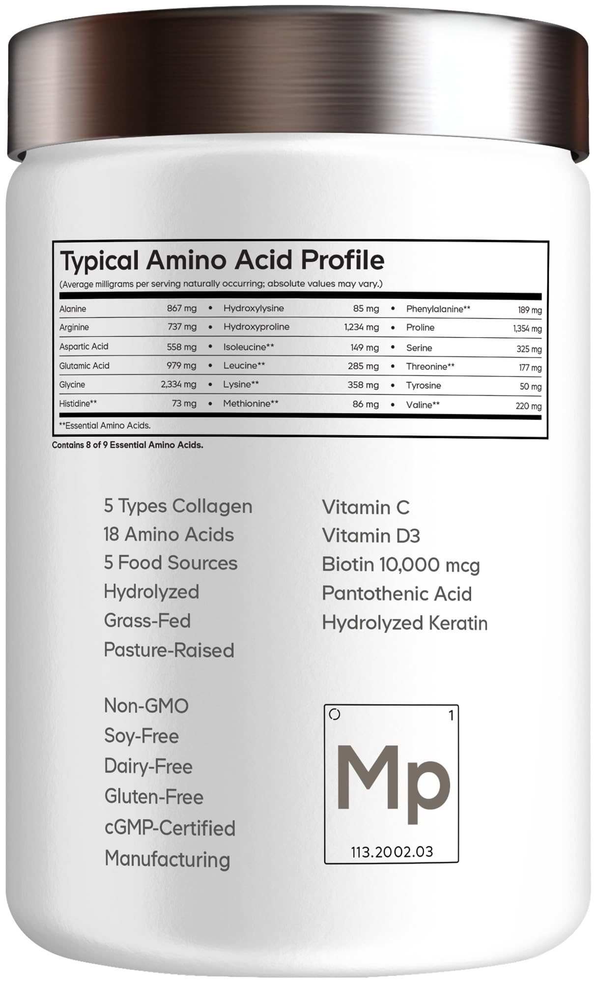 Codeage Multi Collagen for Women & Men Biotin 10000mcg Keratin, Protein Powder Vitamin C B6 D3, Hyaluronic Acid, Niacin - Hydrolyzed Collagen Coffee Creamer 5 Types - Unflavored - Non-GMO - 11.5oz Codeage Au supplements