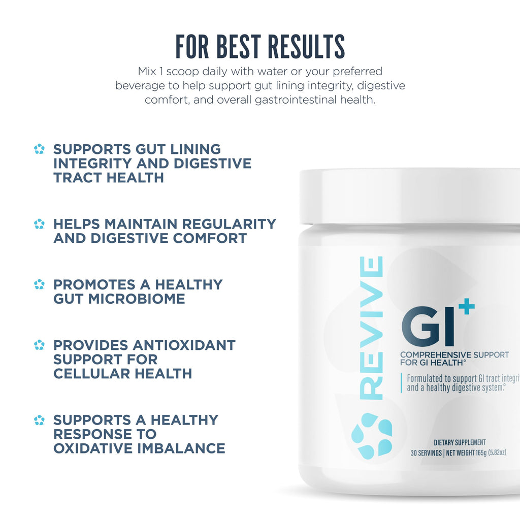 Revive MD Digestive Health Supplement, GI Plus (30 Servings) - Supports Gut Health for Women & Men - Promotes Regularity & Bowel Function