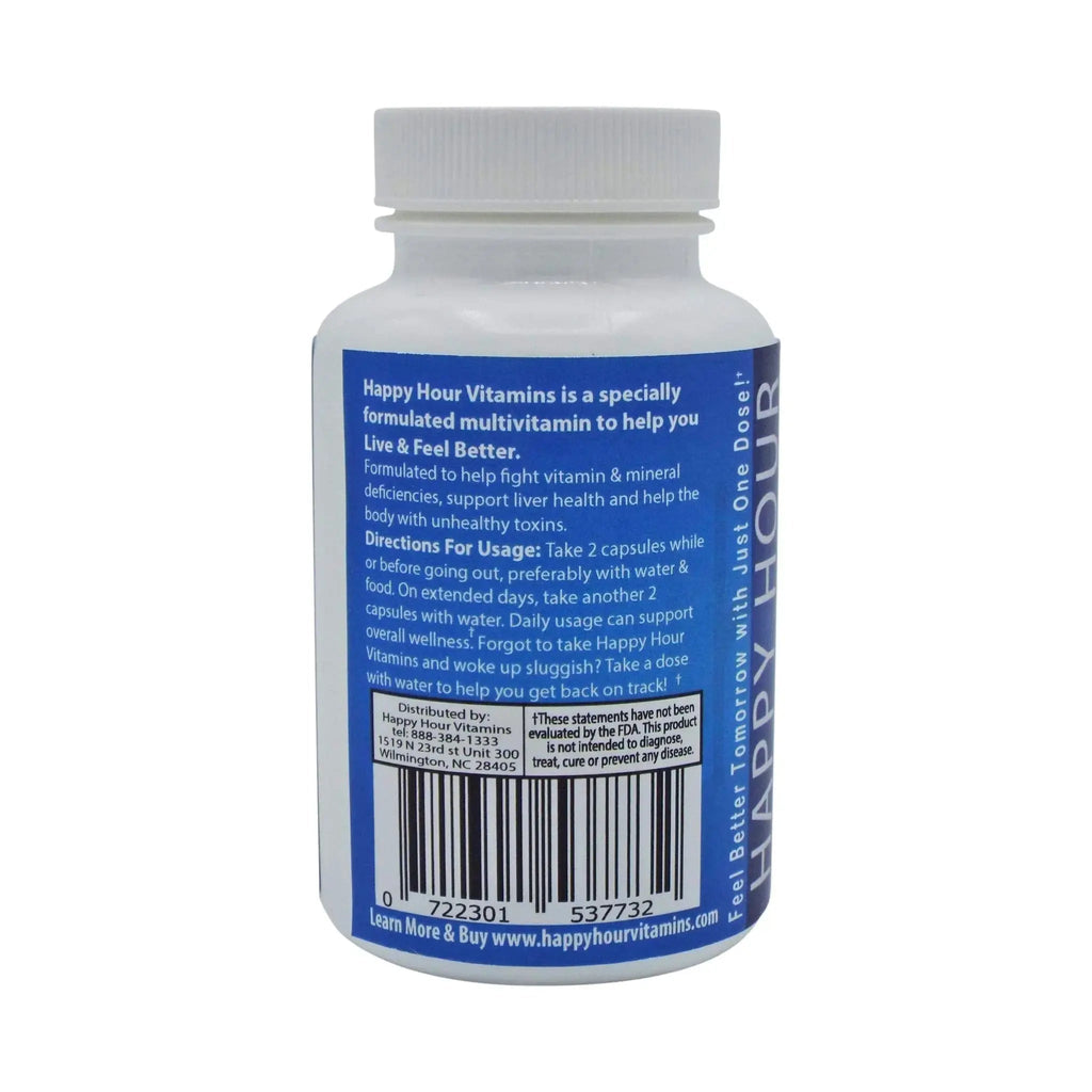 Happy Hour Vitamins Bottle - Multivitamin Formulated for Better Mornings – Live & Feel Better with Milk Thistle, Prickly Pear Cactus Happy Hour Vitamins Au supplements